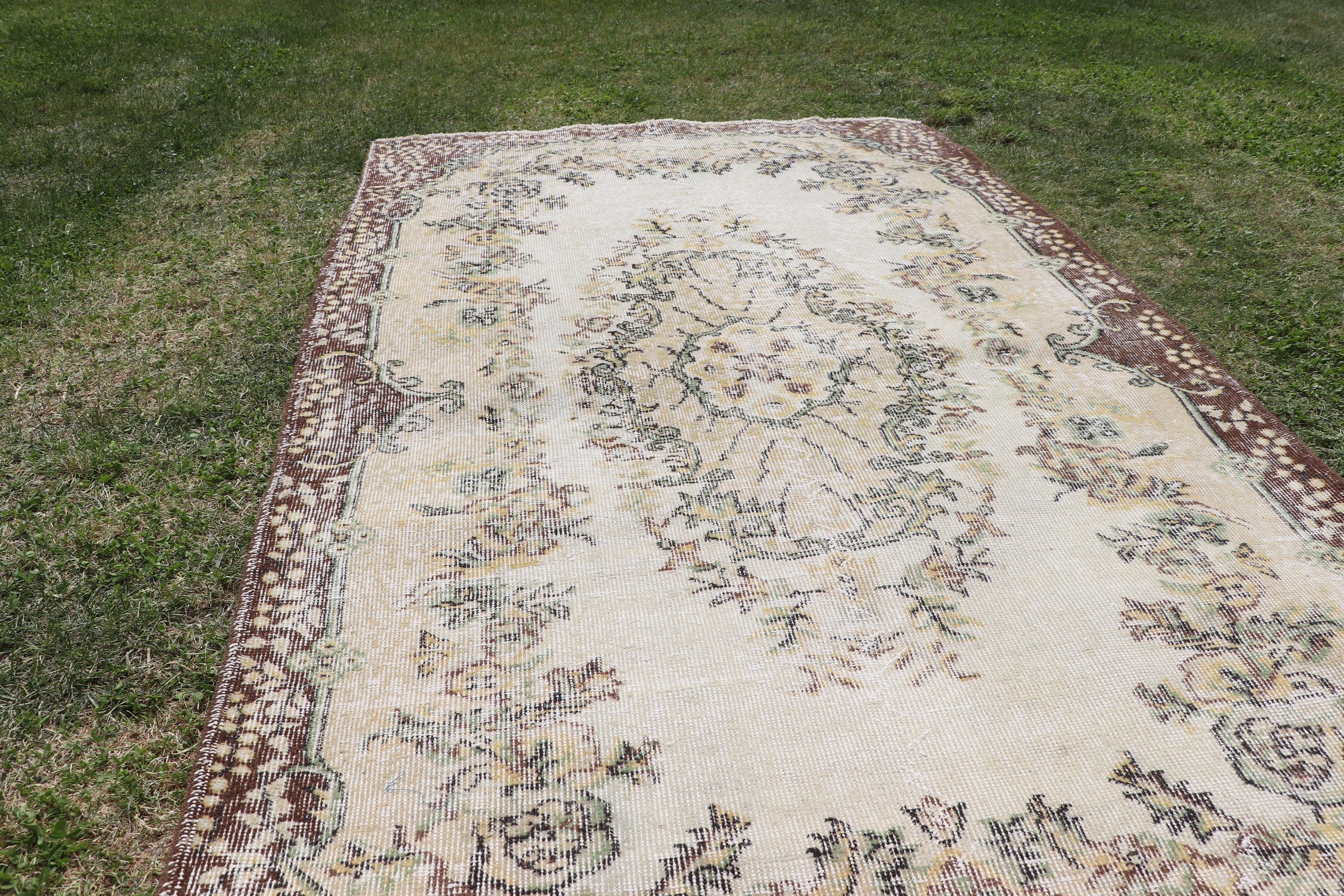 Flatweave Rug, Rugs for Floor, Nursery Rugs, Boho Rugs, Yellow Handwoven Rug, Turkish Rug, 3.9x6.9 ft Area Rugs, Vintage Rugs, Aztec Rugs