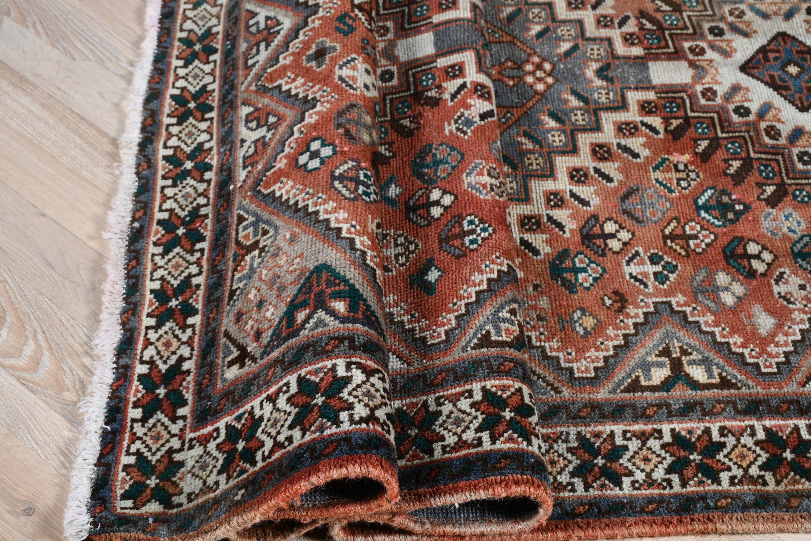 Yemek Odası Halıları, Kırmızı Soğuk Halı, Yün Halı, Antika Halılar, Mutfak Halısı, Vintage Halı, 4,3x6,5 ft Alan Halıları, Türk Halısı, Boho Bölge Halısı Halıları