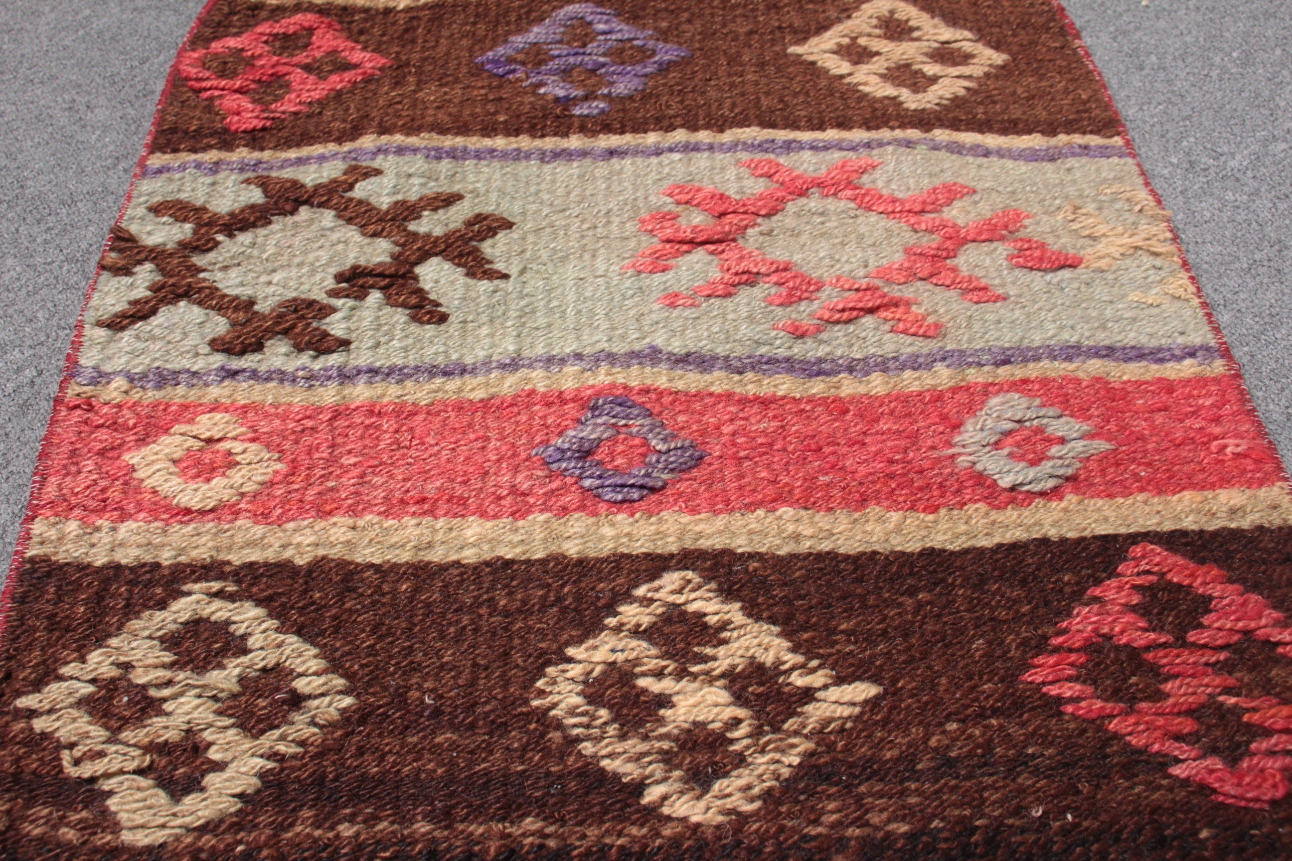 1.7x1.8 ft Küçük Halılar, Türk Halısı, Küçük Boho Halısı, Yer Halısı, Kilim, Kahverengi Nötr Halı, Bildiri Halısı, Banyo Halısı, Vintage Halılar