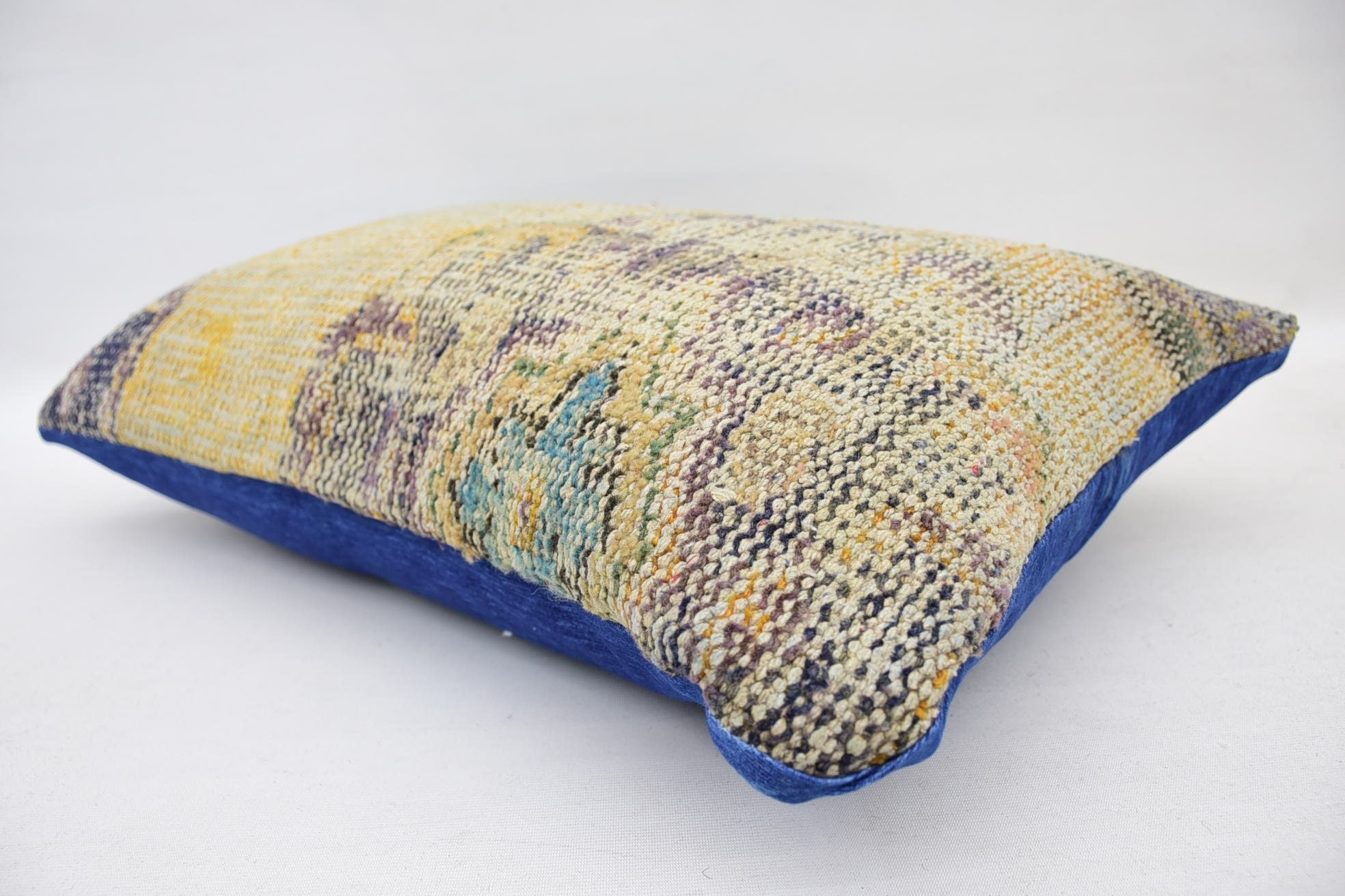 Decorative Bolster Pillow Cover, Ethnical Kilim Rug Pillow, Pillow for Sofa, 16"x24" Yellow Pillow Sham, Handmade Kilim Cushion