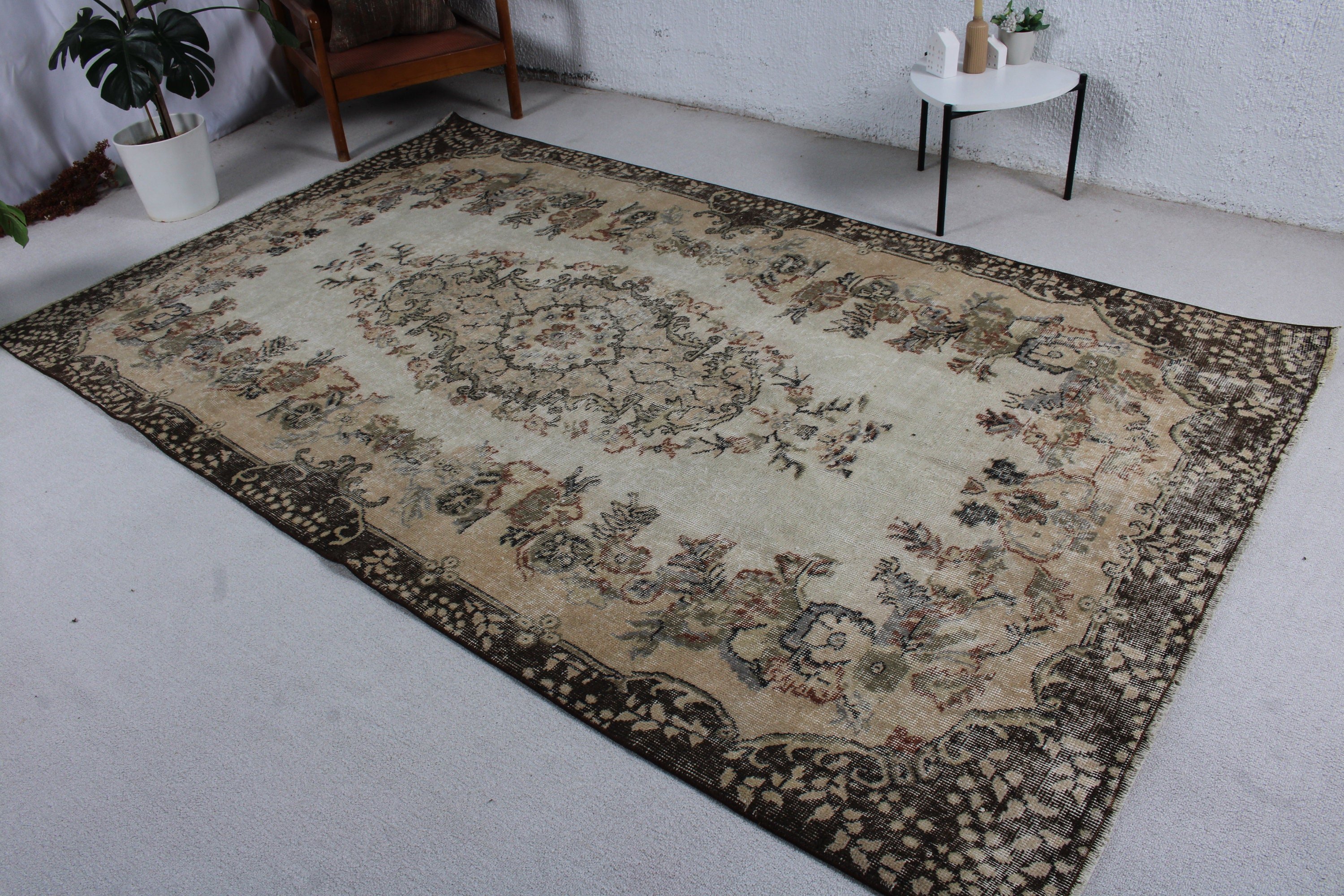 Vintage Halı, Yatak Odası Halısı, Etnik Halılar, Antika Halılar, Bej Oryantal Halılar, 5.7x9.4 ft Büyük Halı, Modern Halı, Türk Halısı, Salon Halısı