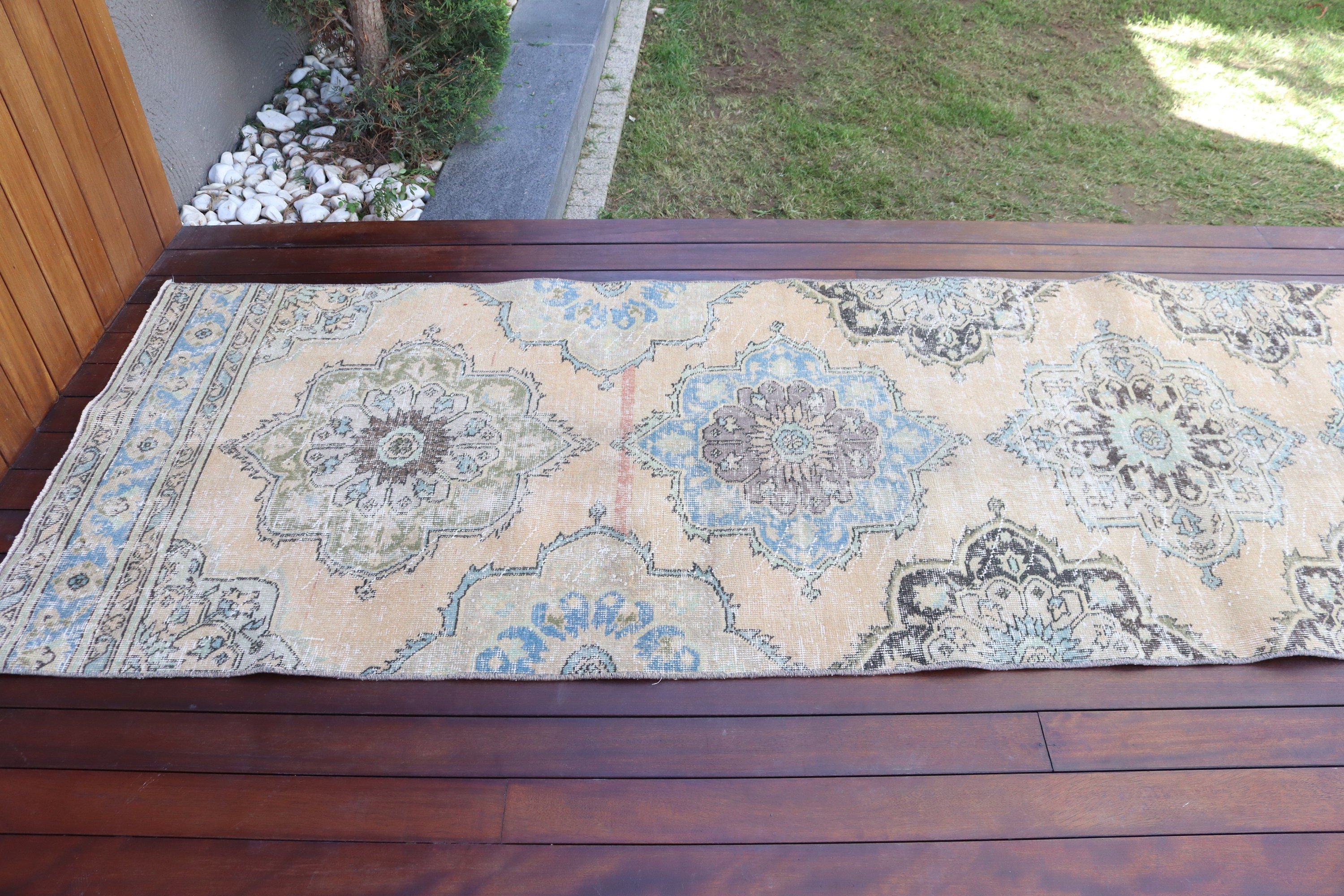 Wool Rugs, Turkish Rugs, 3x12 ft Runner Rugs, Vintage Rugs, Kitchen Rug, Vintage Runner Rugs, Floor Rugs, Beige Boho Rugs, Modern Rugs