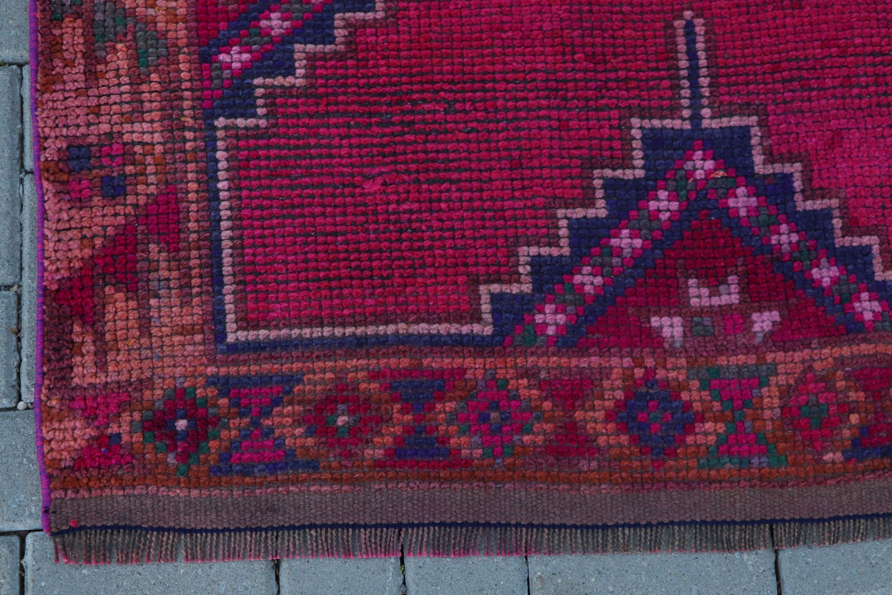 Stair Rug, Vintage Rug, Corridor Rugs, 3.4x10.4 ft Runner Rug, Pink Wool Rugs, Antique Rug, Cool Rugs, Turkish Rugs, Rugs for Hallway