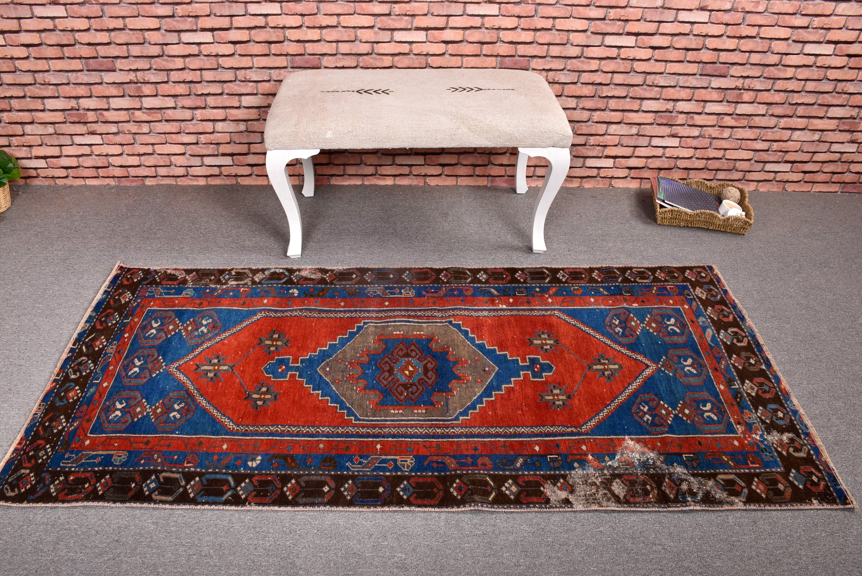 Rugs for Kitchen, Bedroom Rugs, Vintage Accent Rugs, Red Oushak Rugs, Vintage Rugs, 3.1x6.5 ft Accent Rugs, Turkish Rugs, Neutral Rugs