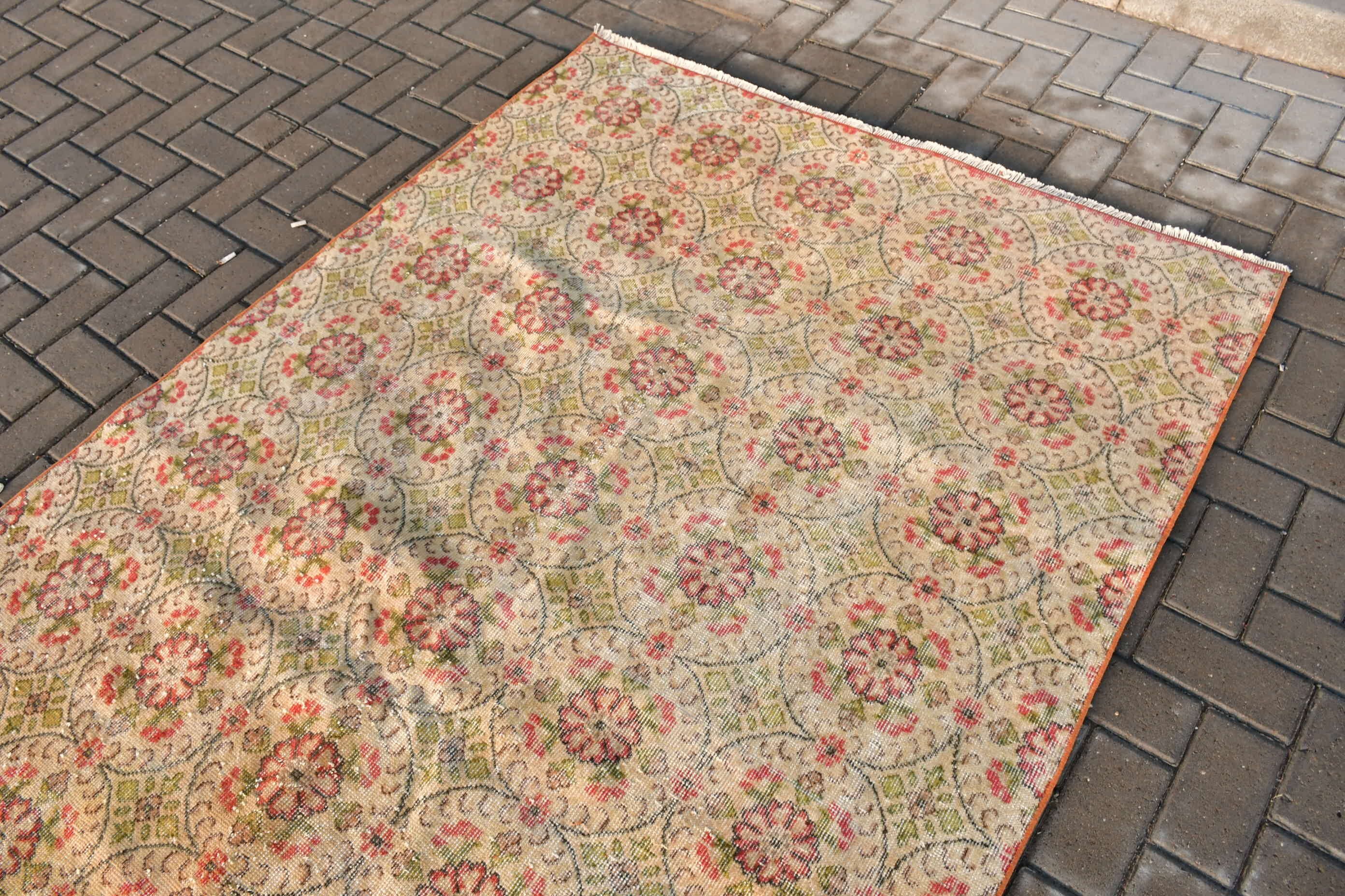 Cute Rug, Vintage Rug, Bedroom Rugs, Turkish Rugs, Beige Moroccan Rug, Dining Room Rug, Anatolian Rugs, 4.9x9 ft Large Rugs, Wool Rugs