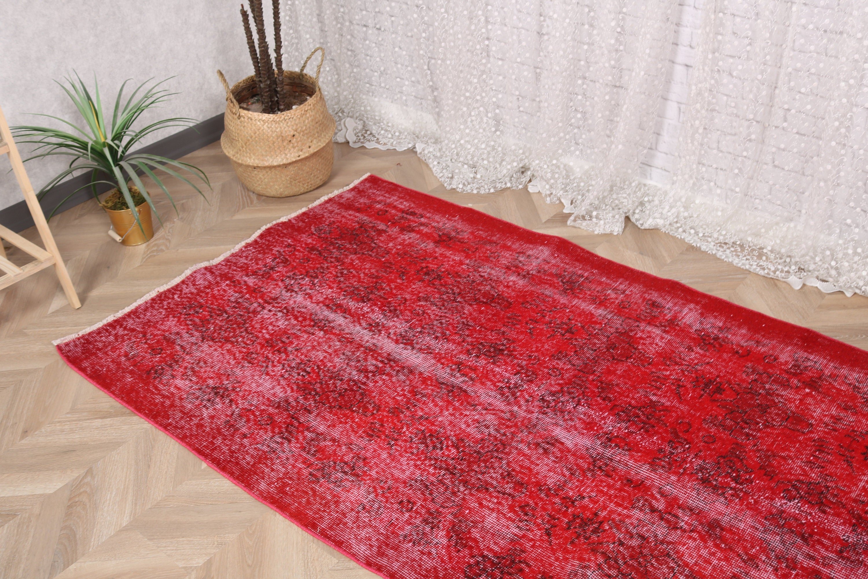 3.7x6.7 ft Area Rugs, Handwoven Rugs, Red Cool Rug, Floor Rugs, Turkish Rug, Oriental Rugs, Vintage Rug, Rugs for Nursery, Boho Area Rug