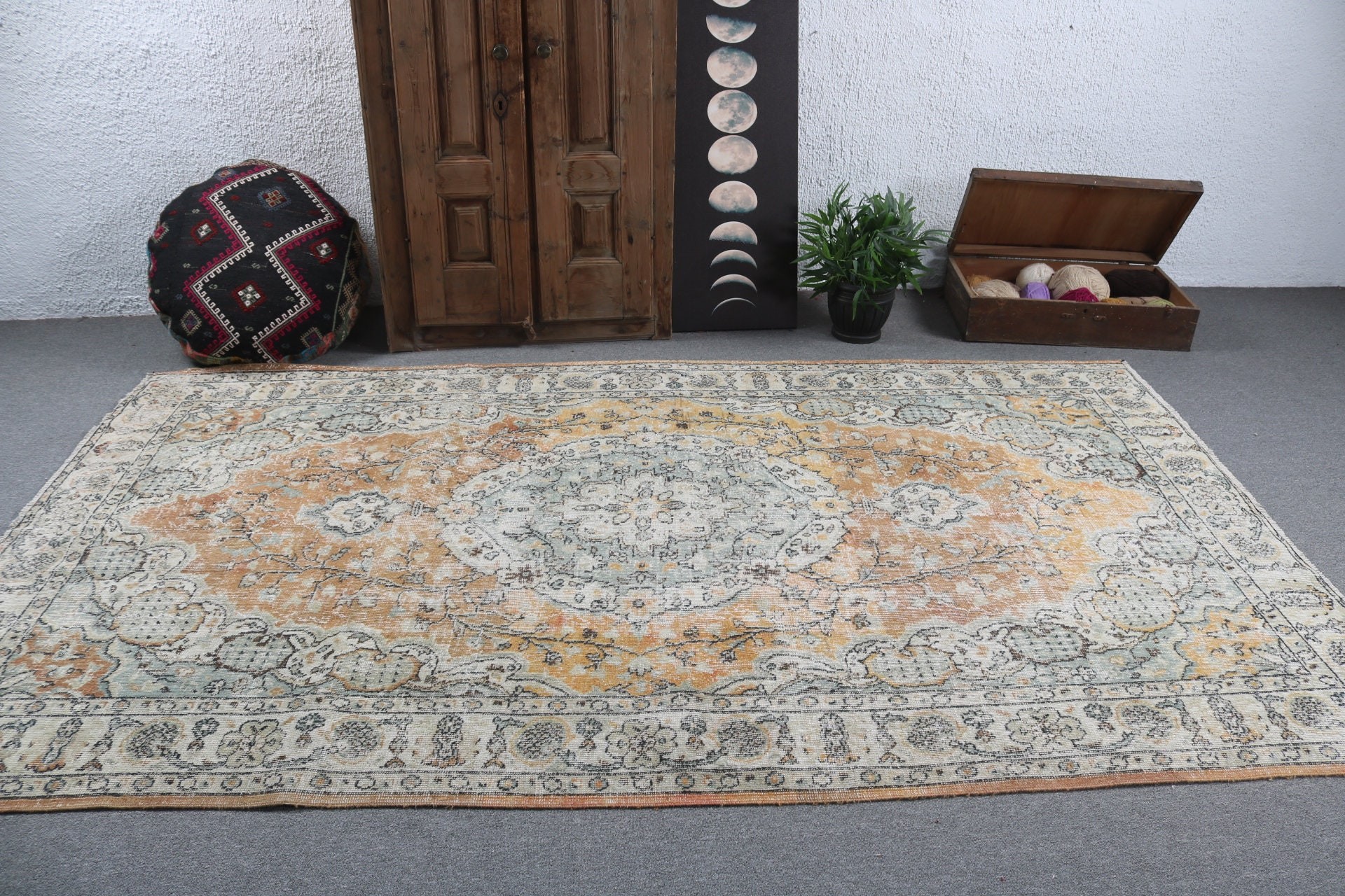 Neutral Rug, Modern Rug, Living Room Rugs, Large Vintage Rugs, 5.6x9.6 ft Large Rug, Green Luxury Rugs, Turkish Rugs, Vintage Rugs