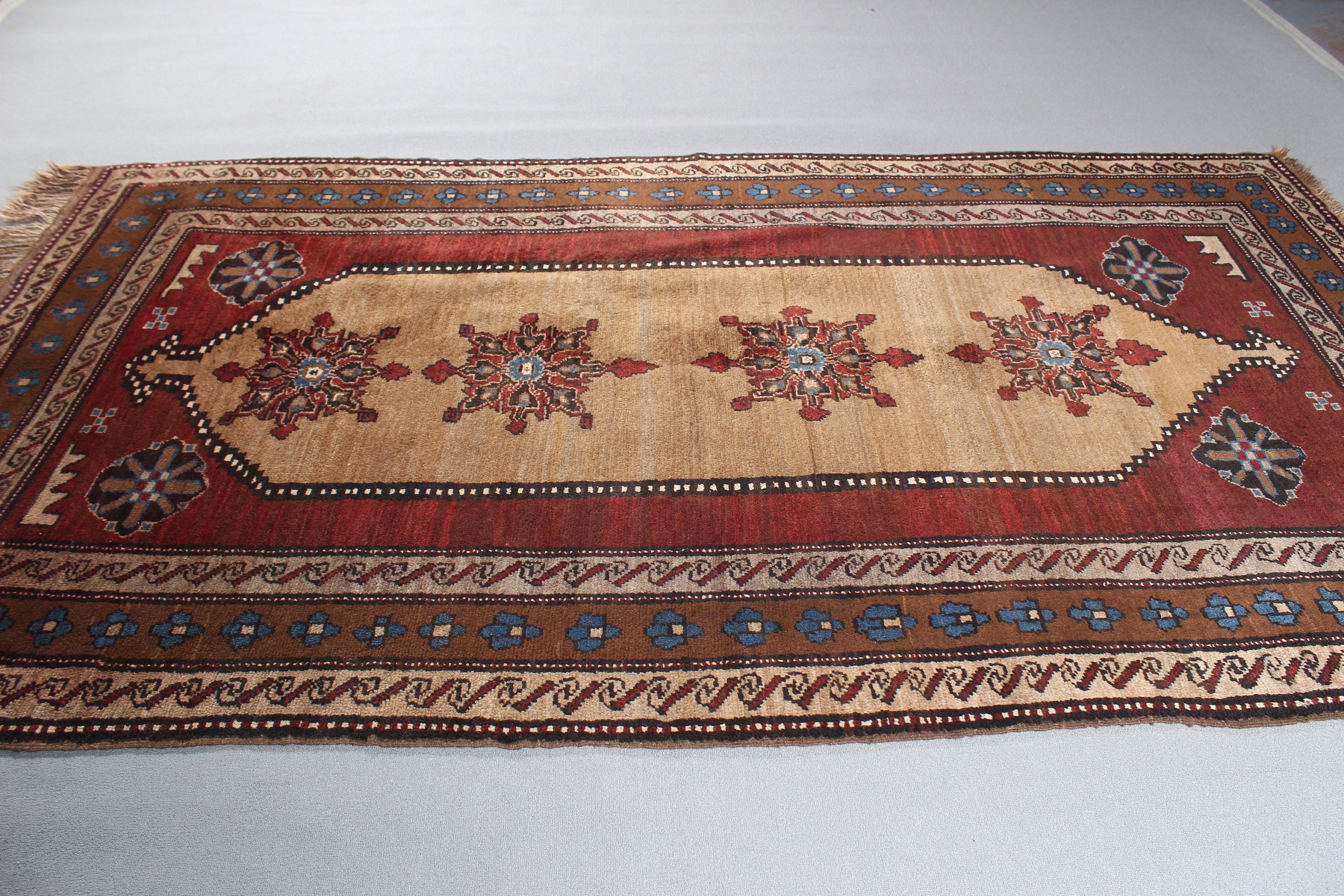 5.4x9.7 ft Büyük Halı, Düz Dokuma Halı, Kahverengi Antika Halı, Büyük Oushak Halı, Oturma Odası Halısı, Vintage Halılar, Yer Halıları, Yün Halı, Türk Halısı