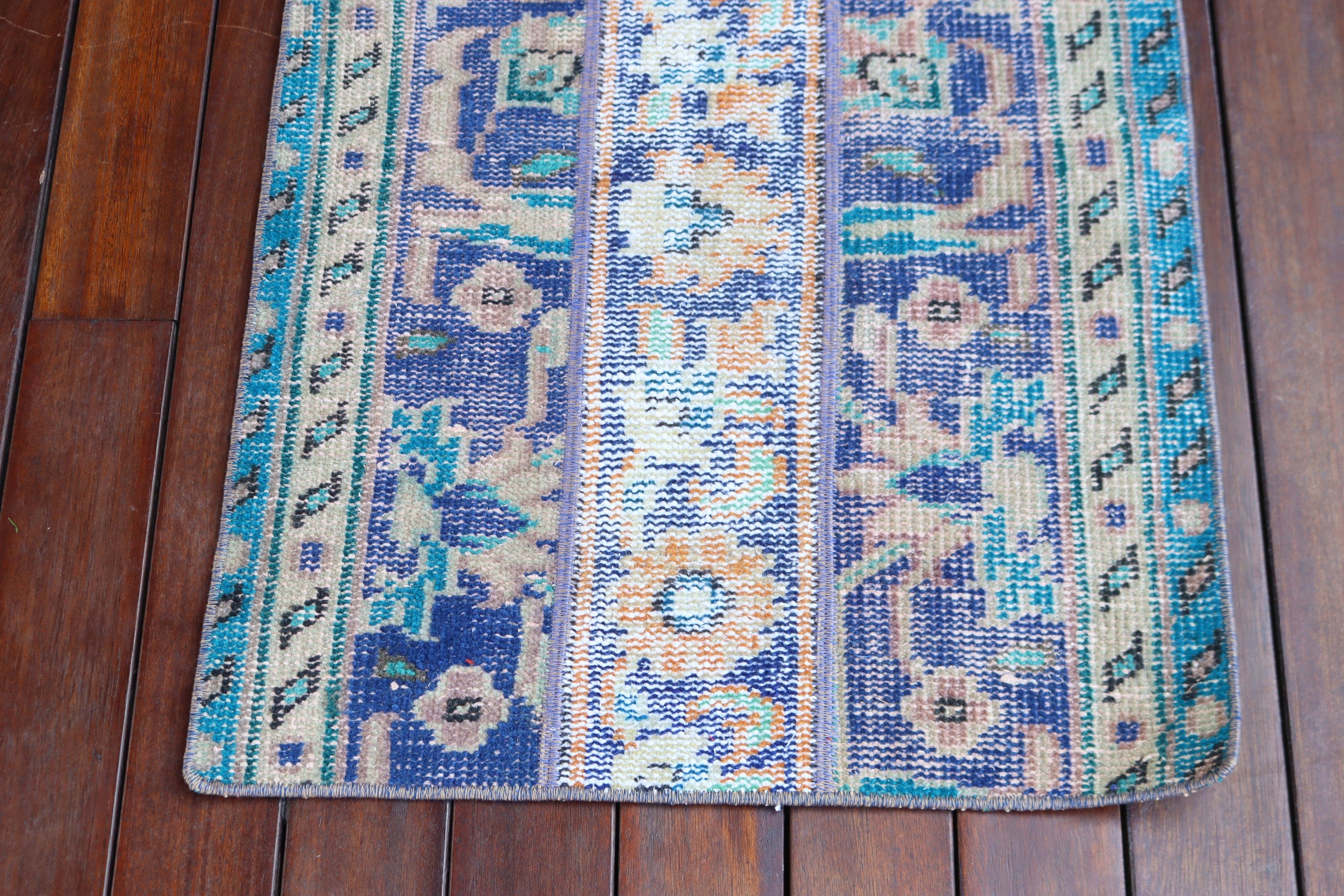 Blue Flatweave Rug, Vintage Rugs, Moroccan Rug, 1.9x3.6 ft Small Rugs, Turkish Rug, Car Mat Rug, Small Vintage Rugs