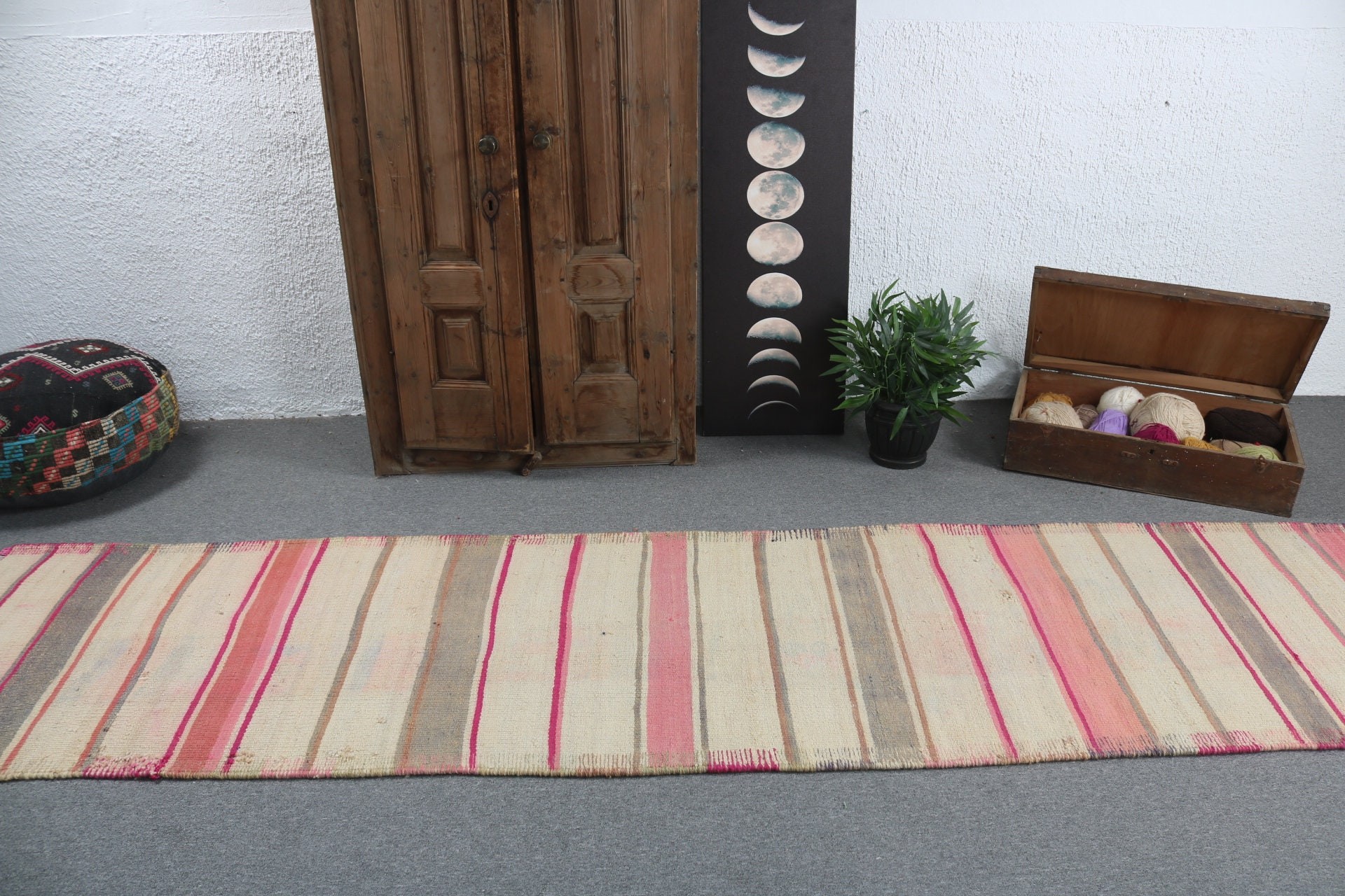 Nötr Halılar, Beni Ourain Yolluk Halısı, Yer Halısı, Türk Halıları, Merdiven Halısı, 2.7x11.2 ft Koşucu Halısı, Bej Mutfak Halısı, Boho Halısı, Vintage Halı