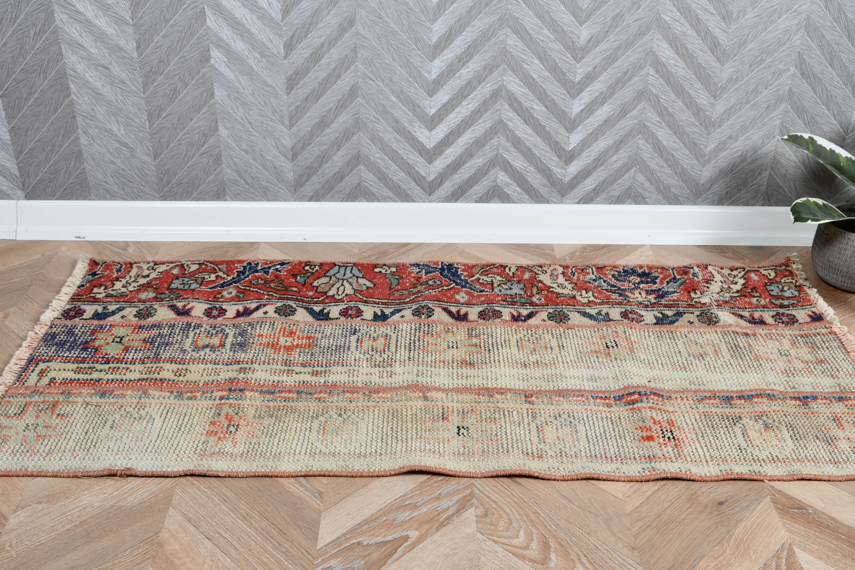 Beige Wool Rugs, Turkish Rugs, Rugs for Bath, Nursery Rug, 1.9x4.3 ft Small Rug, Bedroom Rug, Home Decor Rug, Vintage Rug