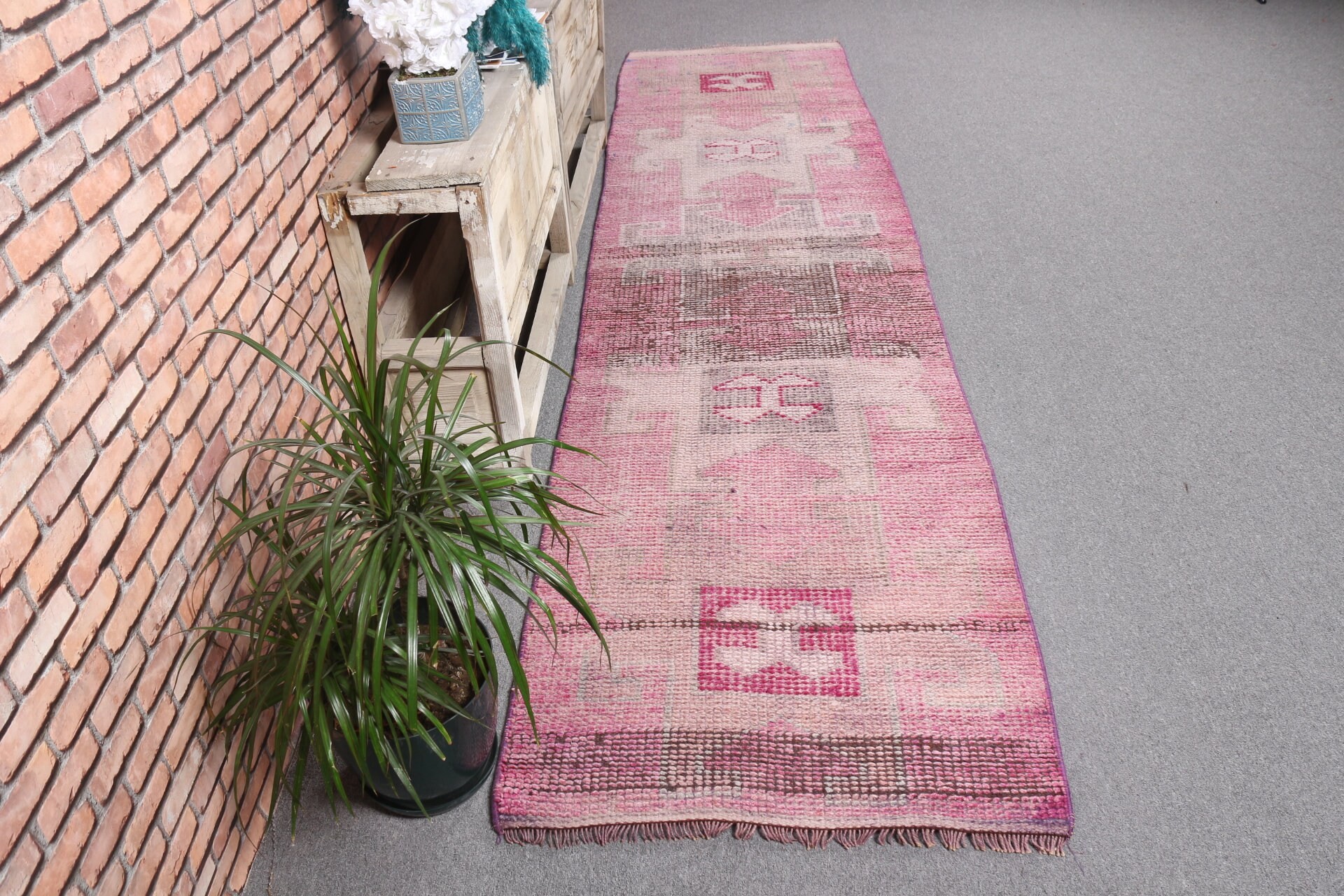 Pastel Rug, Purple Antique Rug, Rugs for Runner, Hallway Rug, Turkish Rug, 2.6x10.4 ft Runner Rugs, Bedroom Rug, Vintage Rug, Moroccan Rugs