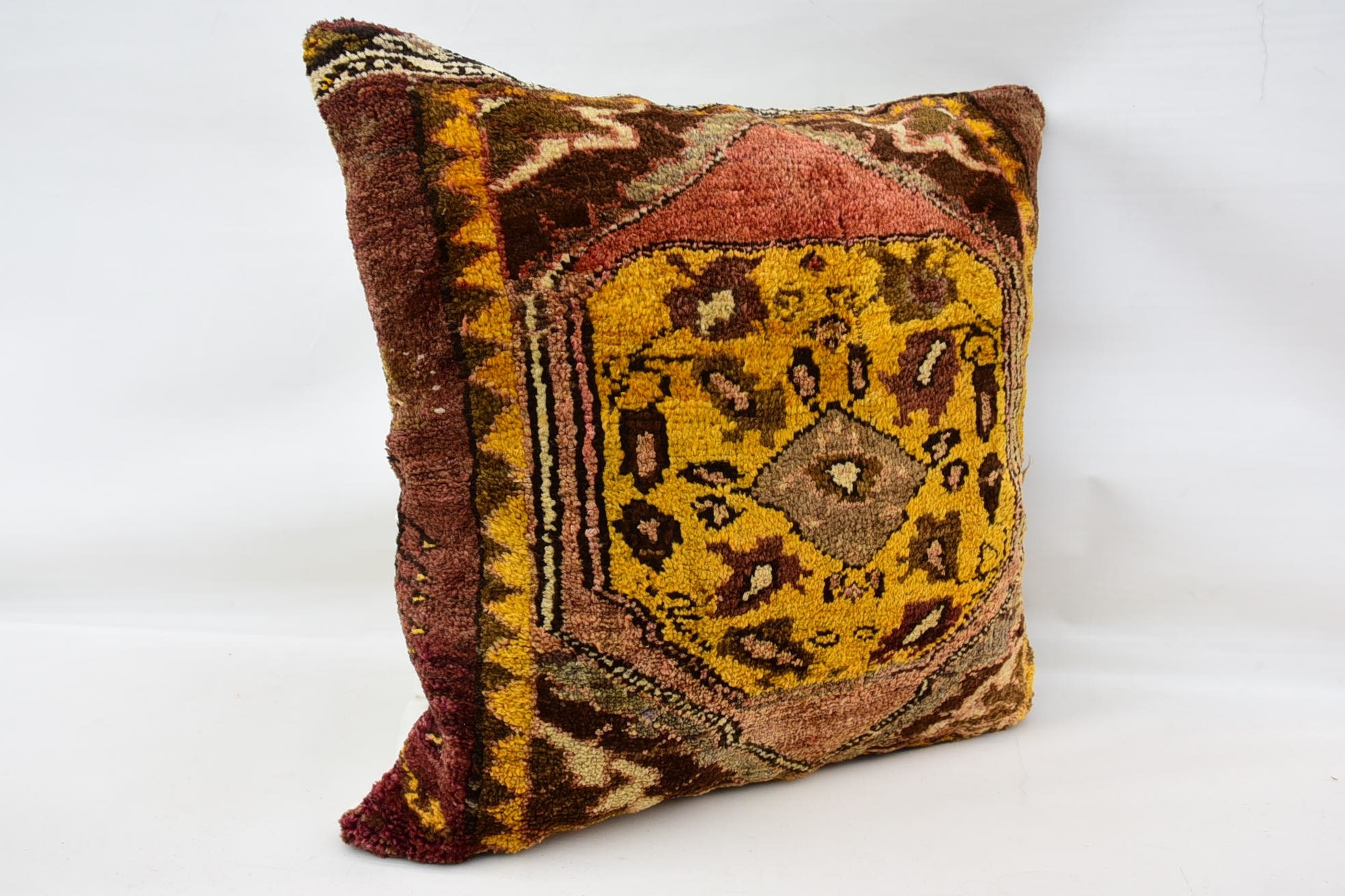 Gift Pillow, Sofa Pillow, Crochet Pattern Cushion Cover, Turkish Pillow, Southwestern Cushion Cover, Pillow for Sofa, 32"x32" Brown Pillow