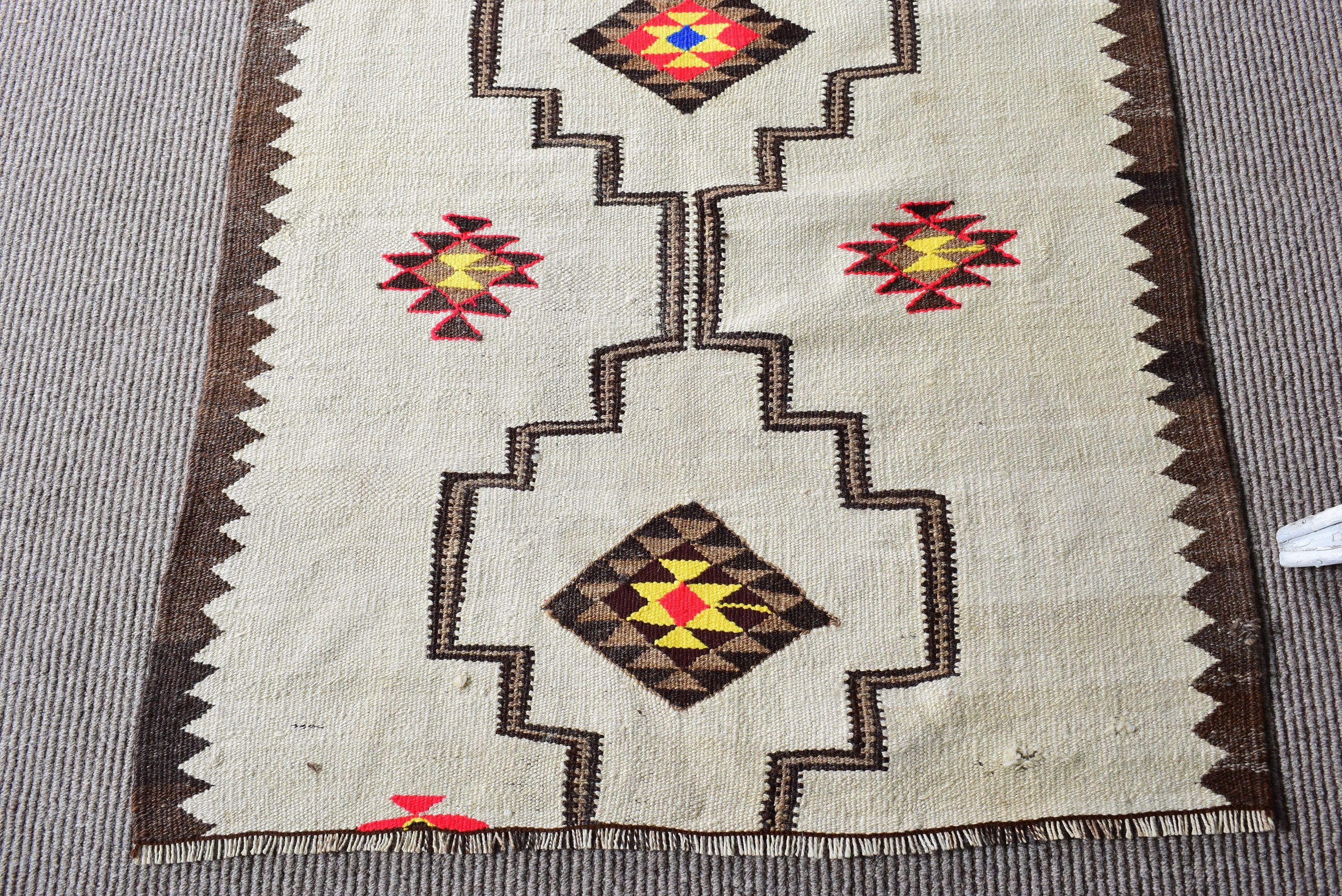 Kitchen Rug, Turkish Rugs, Beige Boho Rug, Boho Rugs, Kilim, Vintage Rug, 2.7x7.2 ft Runner Rug, Antique Rug, Rugs for Vintage Runner