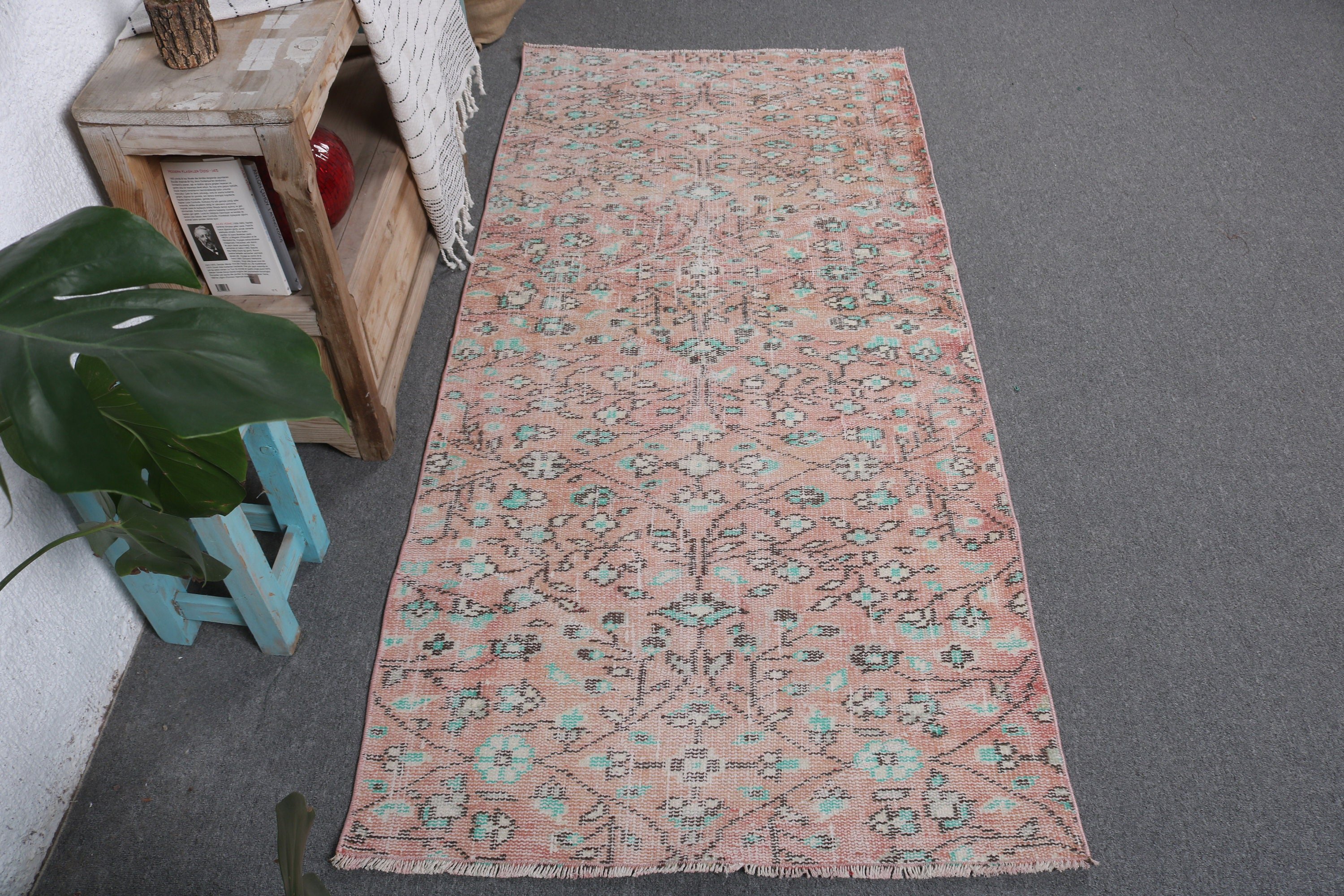 Boho Vurgulu Halı, Çocuk Odası Halıları, Türk Halısı, Pembe Yün Halı, Yer Halıları, 2,9x6,3 ft Vurgulu Halılar, Mutfak Halıları, Vintage Halı, Estetik Halı