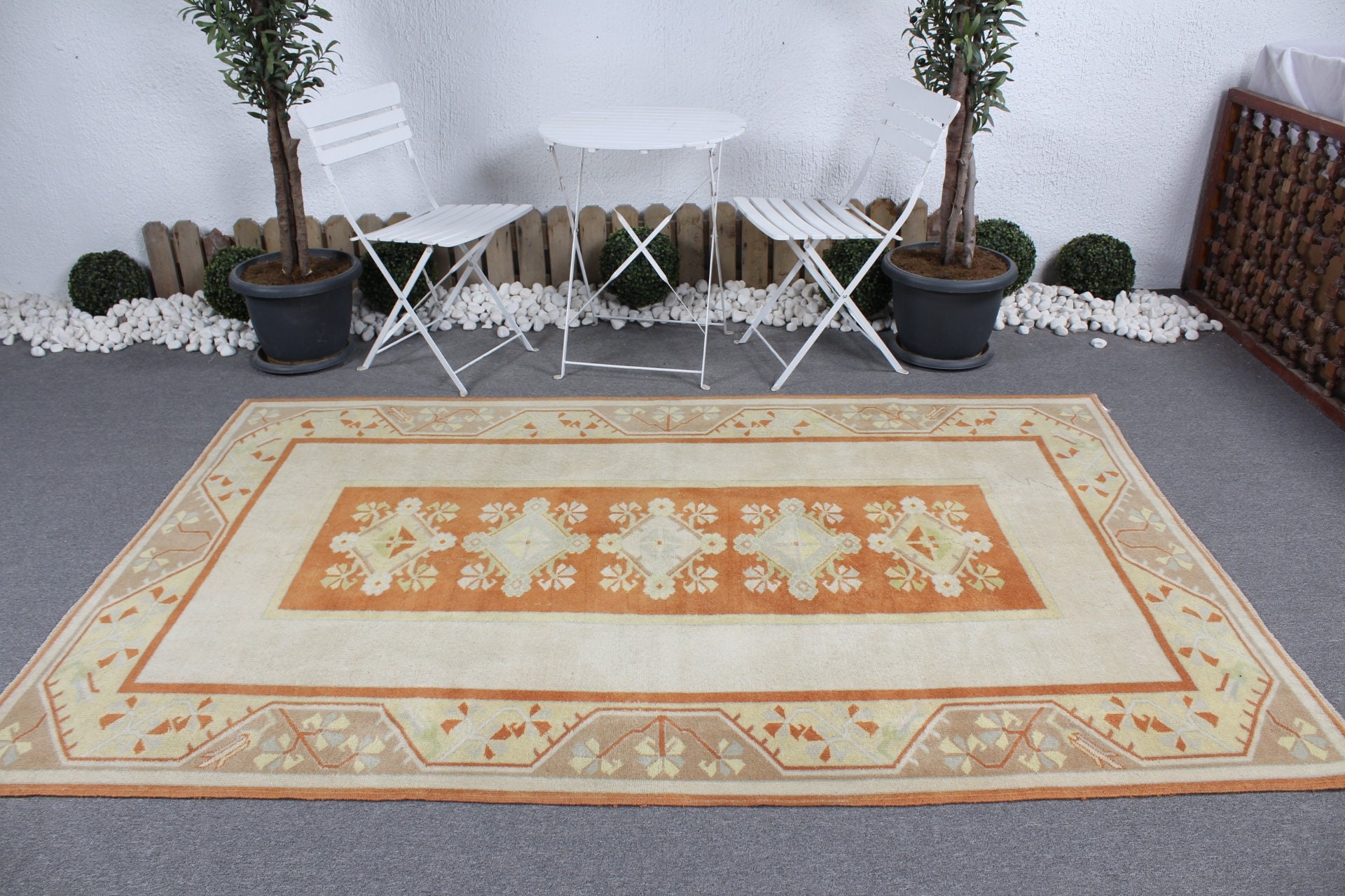 Home Decor Rugs, Turkish Rugs, Beige Antique Rug, Salon Rug, 5.2x8.2 ft Large Rug, Retro Rug, Bedroom Rug, Vintage Rugs, Dining Room Rug