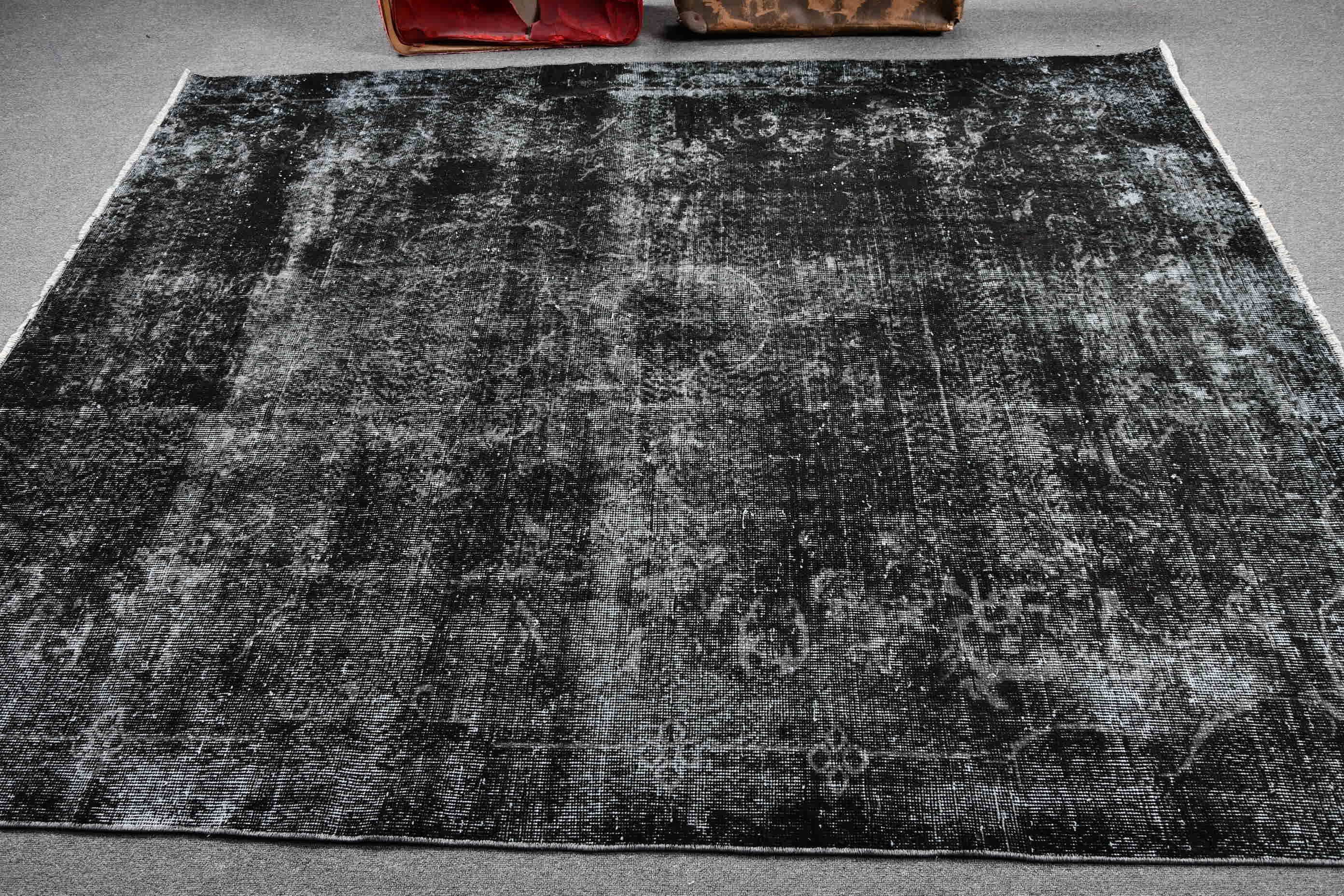 Black  6.2x8 ft Large Rugs, Kitchen Rug, Salon Rug, Rugs for Bedroom, Dining Room Rugs, Cool Rugs, Vintage Rug, Turkish Rug