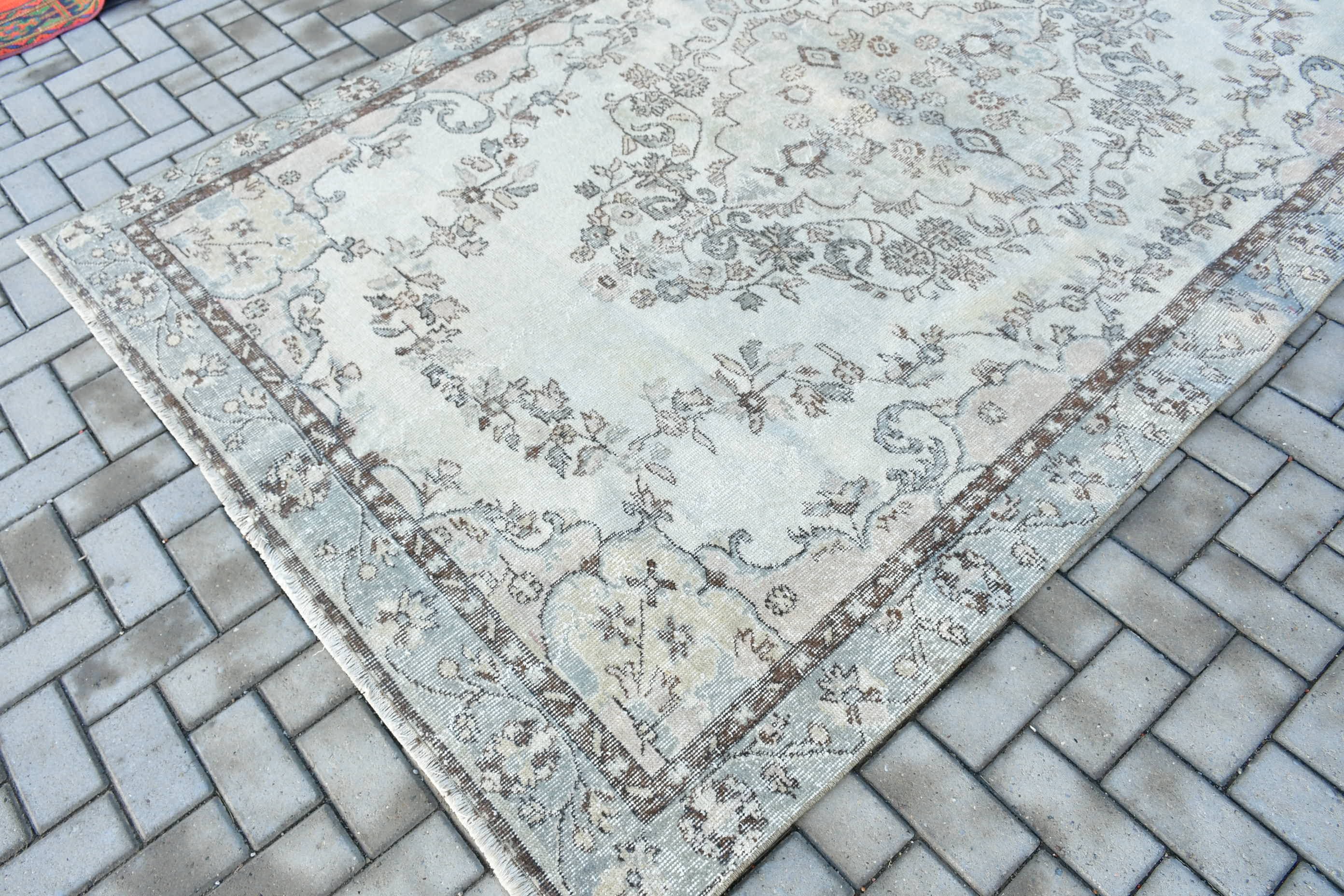 Antique Rug, 5.8x9.8 ft Large Rugs, Cool Rugs, Vintage Rug, Rugs for Salon, Bedroom Rugs, Dining Room Rugs, Turkish Rug, Beige Kitchen Rug