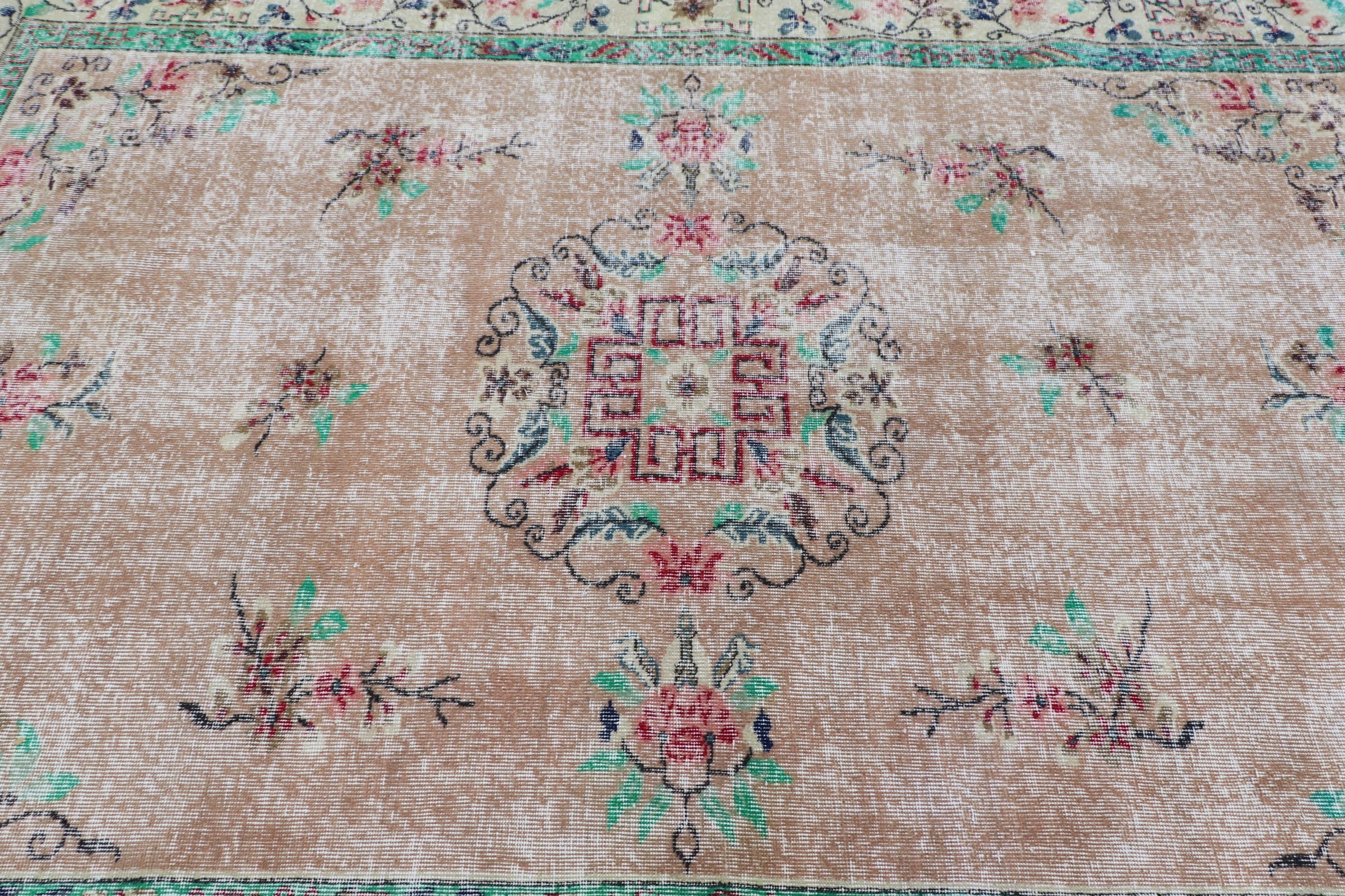 Floor Rugs, Turkish Rugs, Salon Rug, Living Room Rugs, Pink Wool Rugs, Vintage Rug, Moroccan Rugs, 5.9x8.4 ft Large Rug, Rugs for Salon