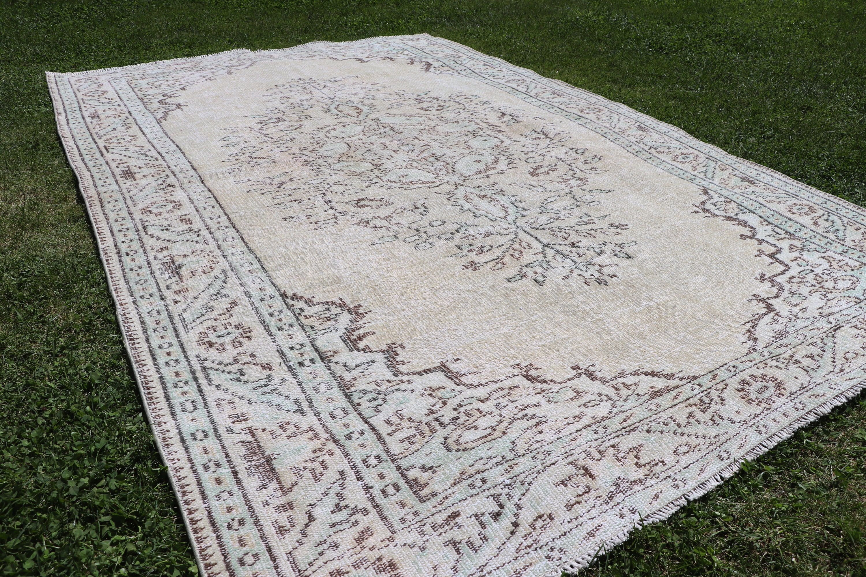 Büyük Boho Halı, Modern Halı, 5.6x8.2 ft Büyük Halı, Vintage Halı, Türk Halısı, Yeşil Modern Halı, Yemek Odası Halıları, Havalı Halılar, Kabile Halısı