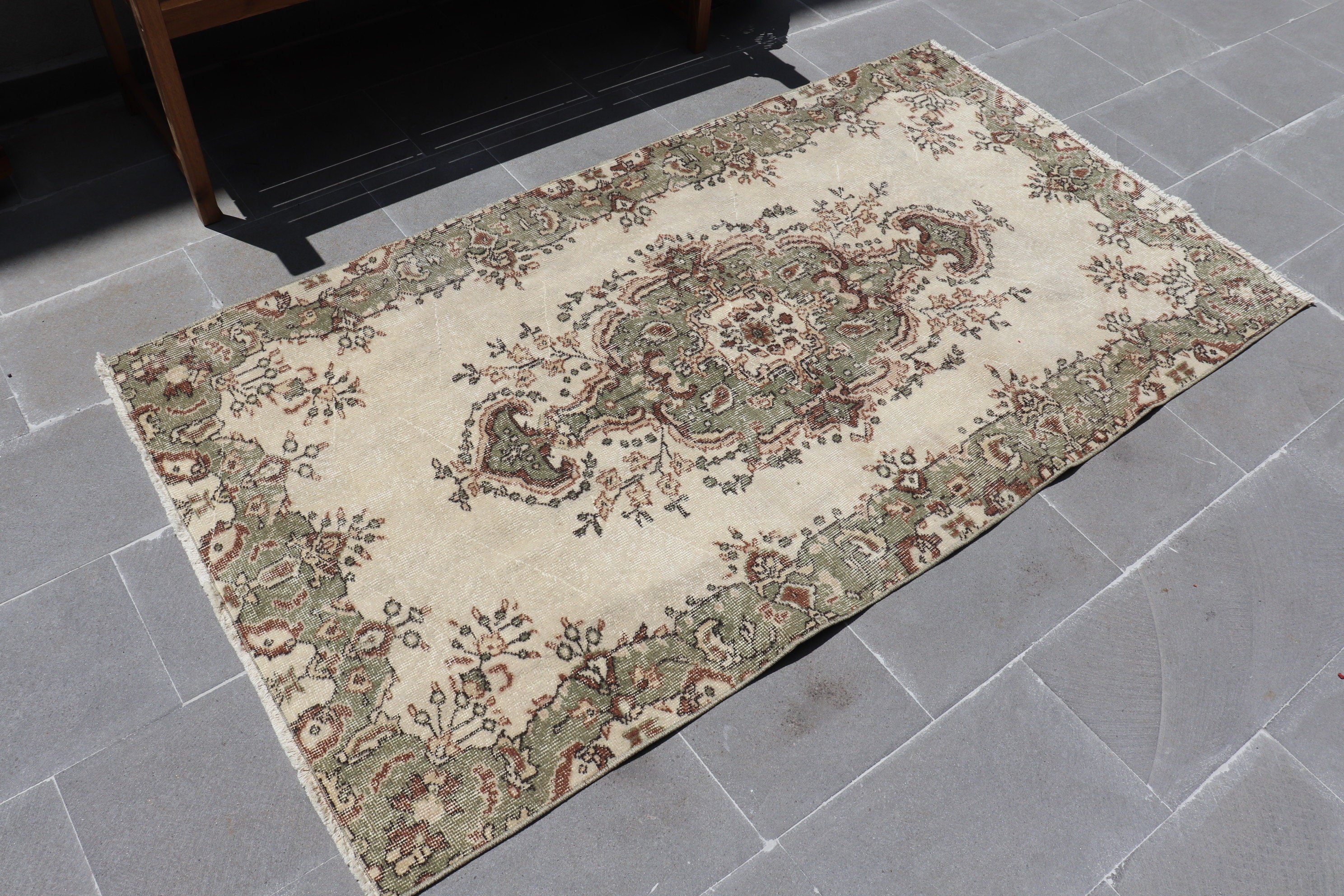 Wool Rugs, Cool Rug, Turkish Rug, Rugs for Dining Room, Vintage Rugs, 3.6x6.7 ft Area Rug, Turkey Rug, Kitchen Rug, Beige Bedroom Rug