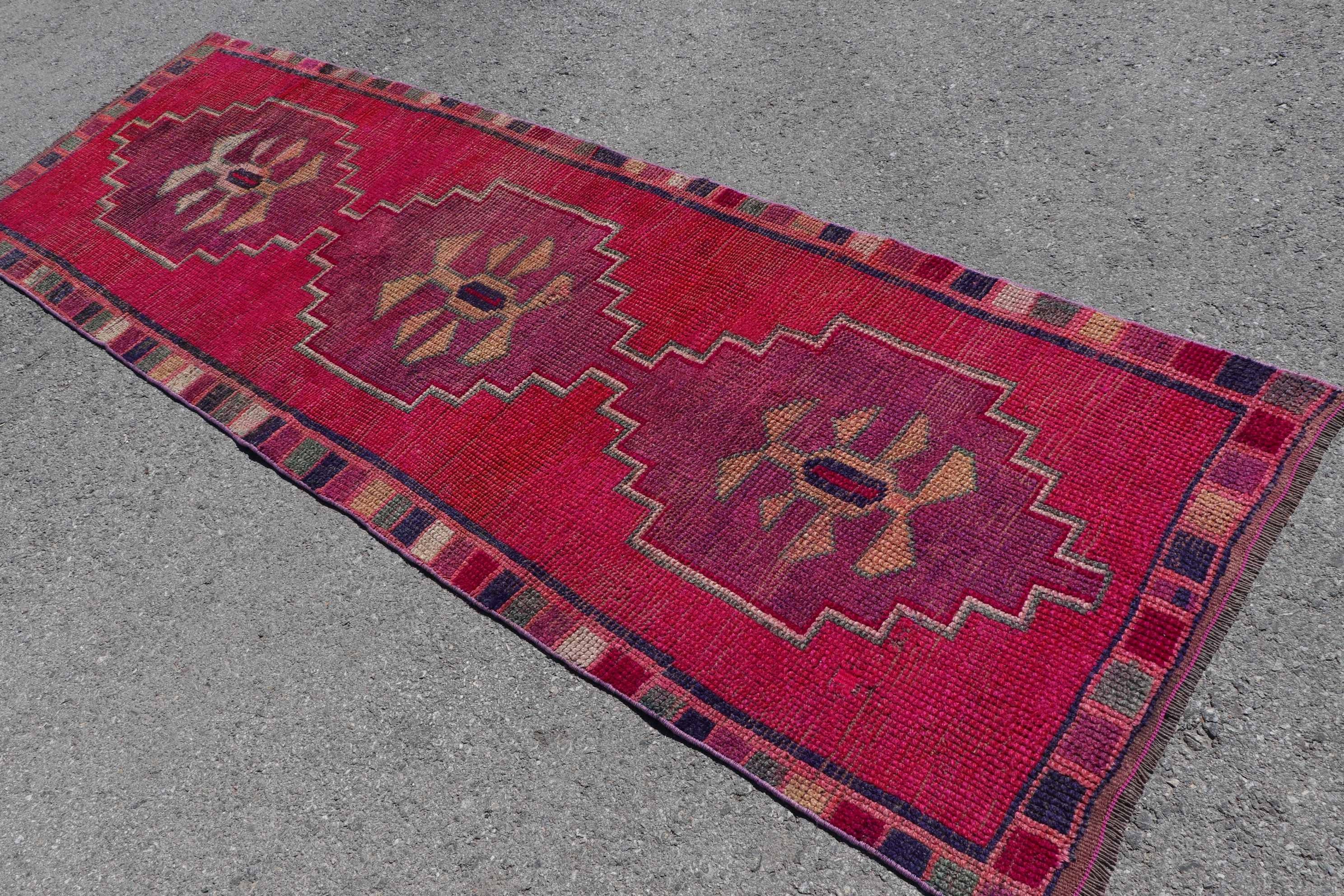 Pink Kitchen Rugs, Stair Rugs, Rugs for Corridor, Turkish Rug, Vintage Rugs, 3x9.6 ft Runner Rug, Anatolian Rug, Floor Rugs