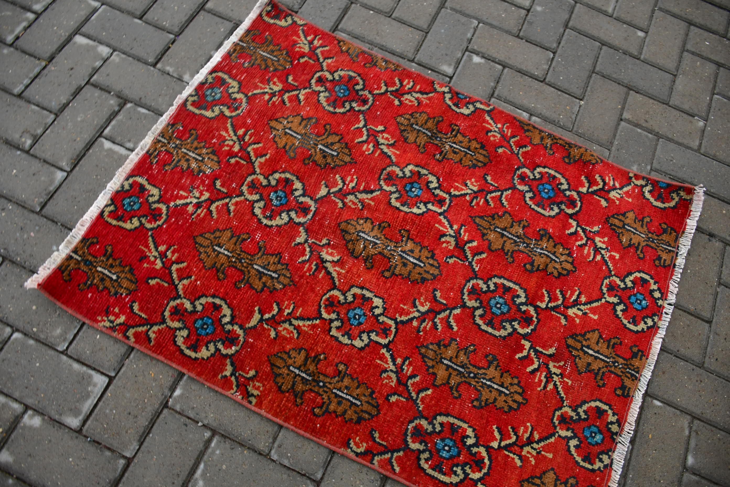 2.7x3.6 ft Small Rug, Red Oriental Rugs, Oriental Rug, Nursery Rugs, Vintage Rug, Entry Rug, Turkish Rugs, Rugs for Door Mat