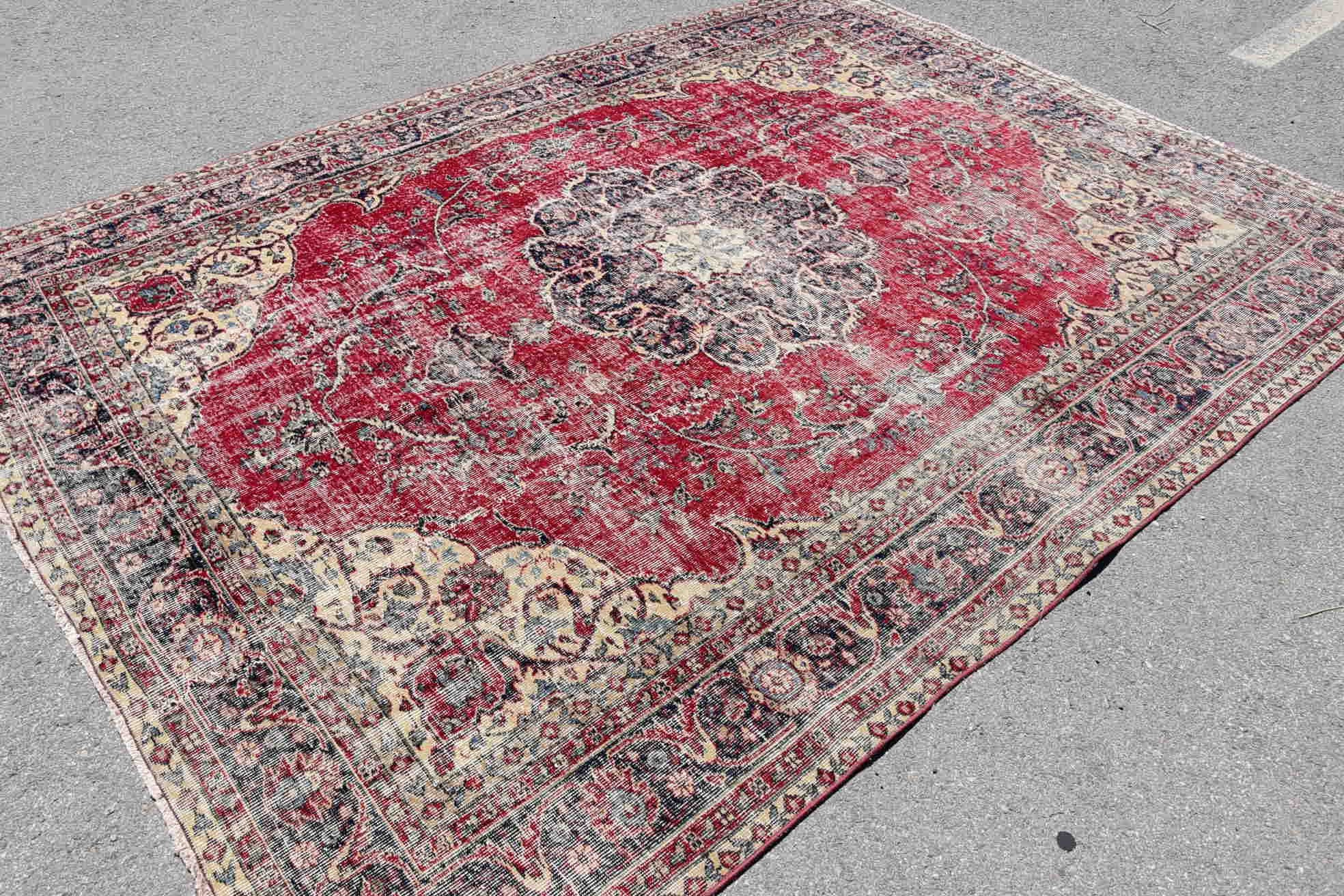 Türk Halısı, Vintage Halı, Yemek Odası Halısı, Salon Halısı, Yemek Odası Halıları, Mutfak Halıları, Oryantal Halı, Türkiye Halısı, 7.3x9.7 ft Büyük Boy Halı