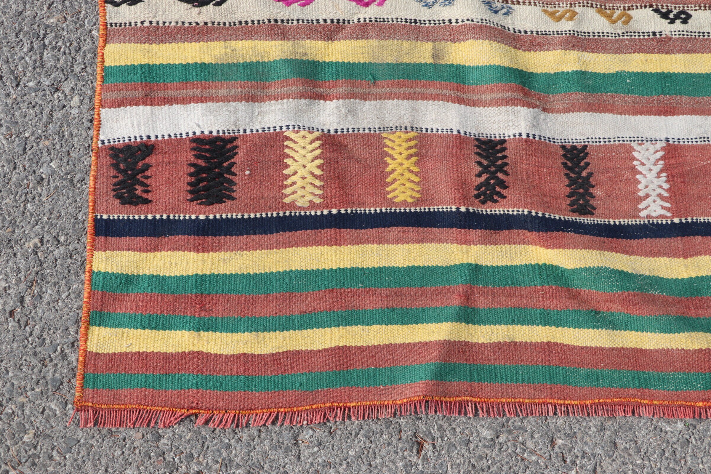 Kilim, Gökkuşağı Oryantal Halı, Yatak Odası Halısı, 3,9x9,4 ft Alan Halısı, Alan Halıları, Vintage Halı, Antika Halı, Yemek Odası Halıları, Türk Halıları