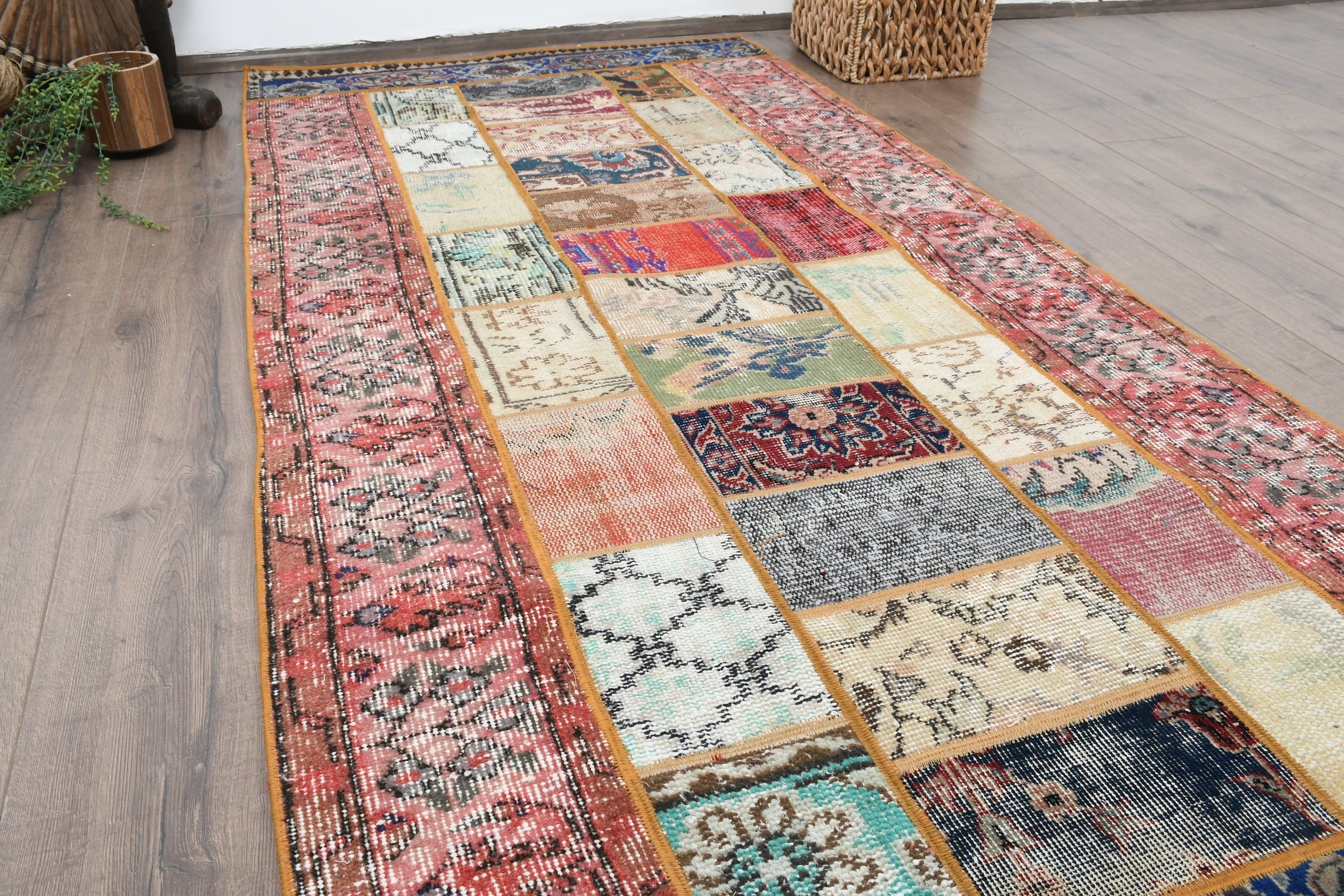 Nursery Rug, Cool Rug, Turkish Rug, 3.3x7 ft Accent Rug, Rugs for Entry, Vintage Rugs, Bedroom Rugs, Red Anatolian Rug