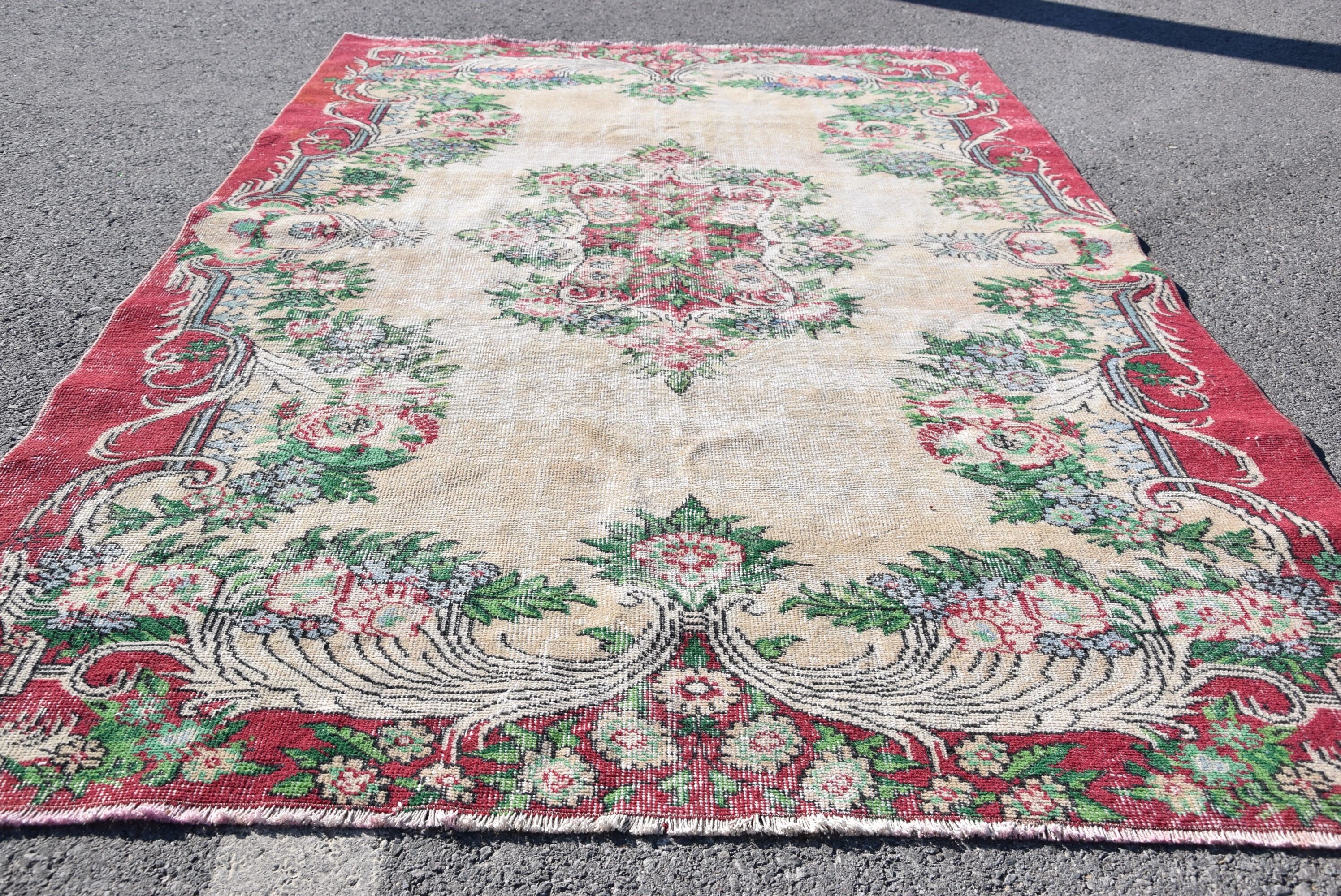 Salon Rugs, Turkish Rugs, Vintage Rug, Beige Wool Rug, Oriental Rugs, 5.4x8.7 ft Large Rug, Moroccan Rugs, Dining Room Rug, Rugs for Salon