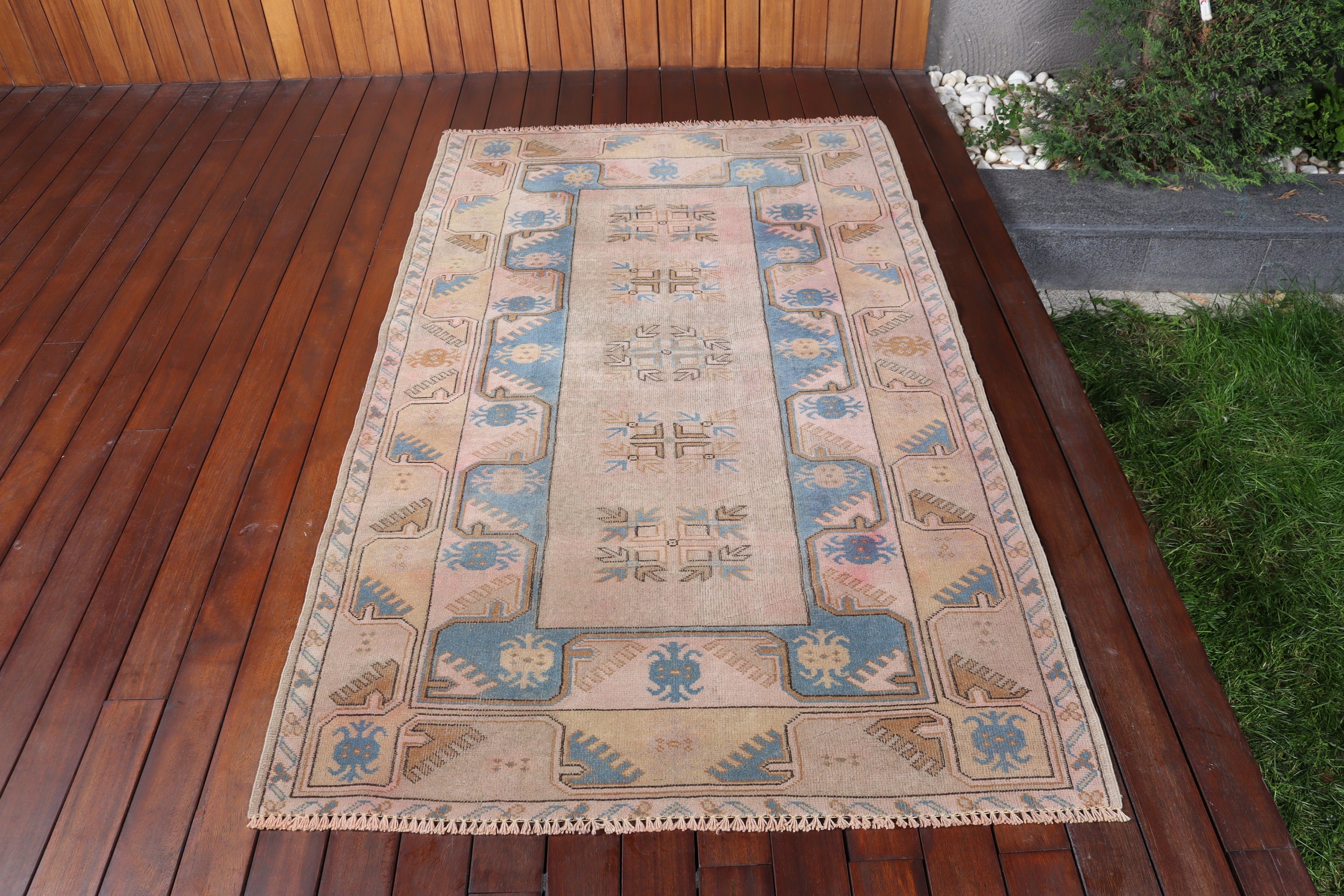 Luxury Rug, Bedroom Rugs, 3.7x6.4 ft Accent Rugs, Office Rug, Vintage Rugs, Turkish Rugs, Nursery Rugs, Beige Handwoven Rug, Antique Rug