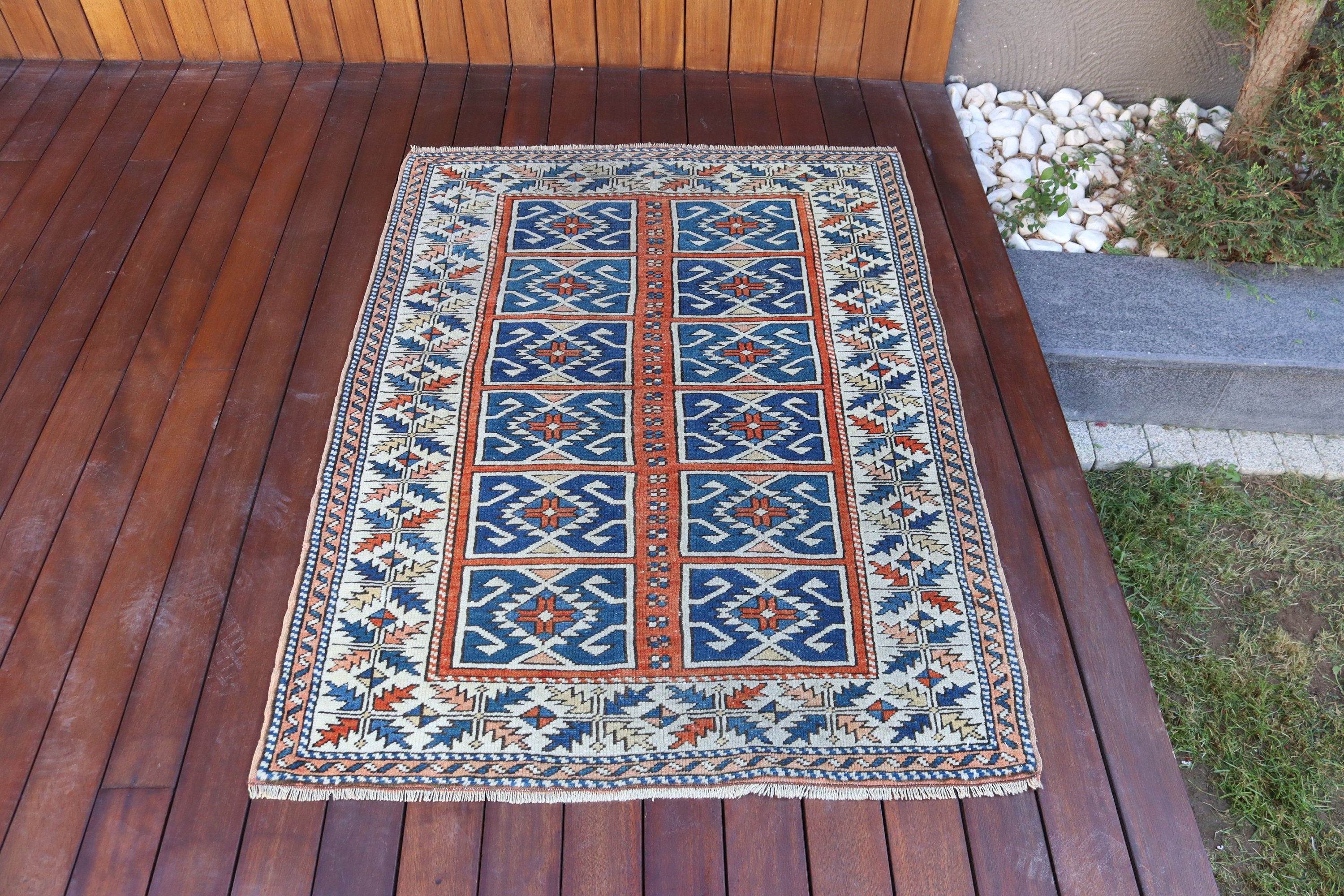 Vintage Halılar, Yer Halısı, Boho Halılar, 3,2x4,3 ft Küçük Halılar, Turuncu Mutfak Halısı, Türk Halıları, Duvara Asılı Halılar, Küçük Boho Halısı, Oushak Halıları