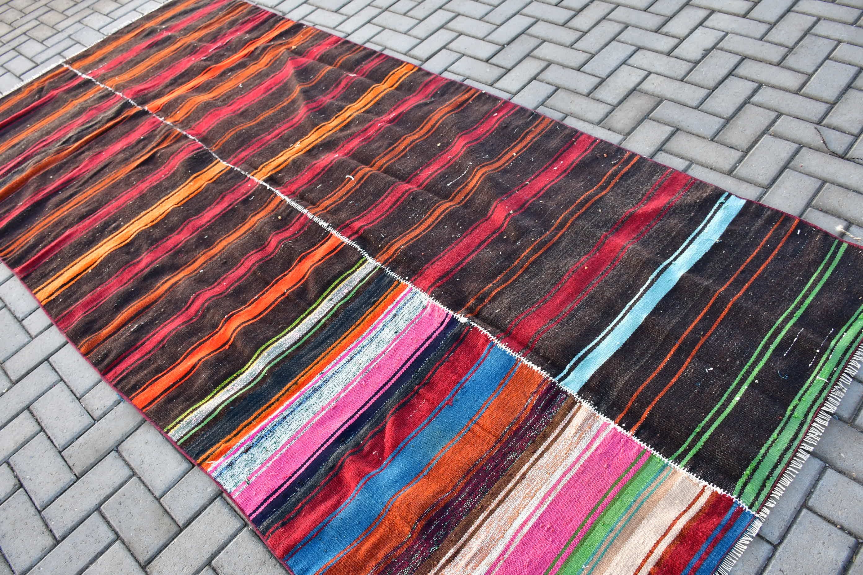 Oturma Odası Halıları, Türk Halısı, Vintage Halı, Siyah Yatak Odası Halıları, Salon Halısı, 4.7x10.1 ft Büyük Halılar, Yatak Odası Halısı, Kilim