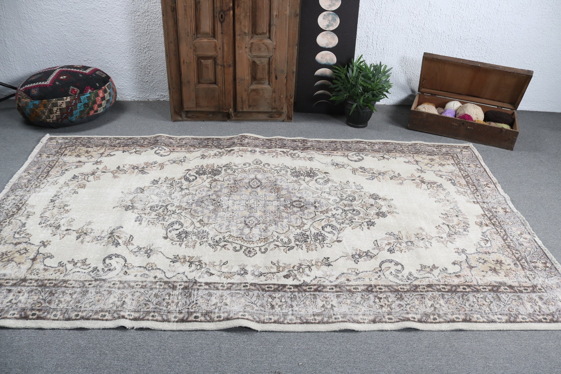 Düz Dokuma Halılar, Büyük Boho Halı, Bej Soğuk Halı, 5,3x9,1 ft Büyük Halı, Türk Halıları, Boho Halı, Yatak Odası Halısı, Vintage Dekor Halıları, Vintage Halılar