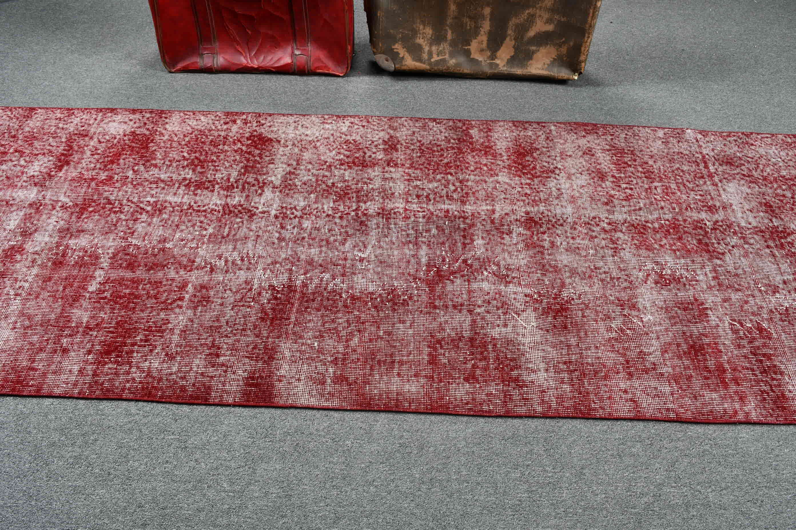 Rugs for Hallway, Kitchen Rugs, Red Wool Rug, 3.3x9.7 ft Runner Rug, Corridor Rugs, Vintage Rugs, Aztec Rugs, Turkish Rugs, Bedroom Rugs