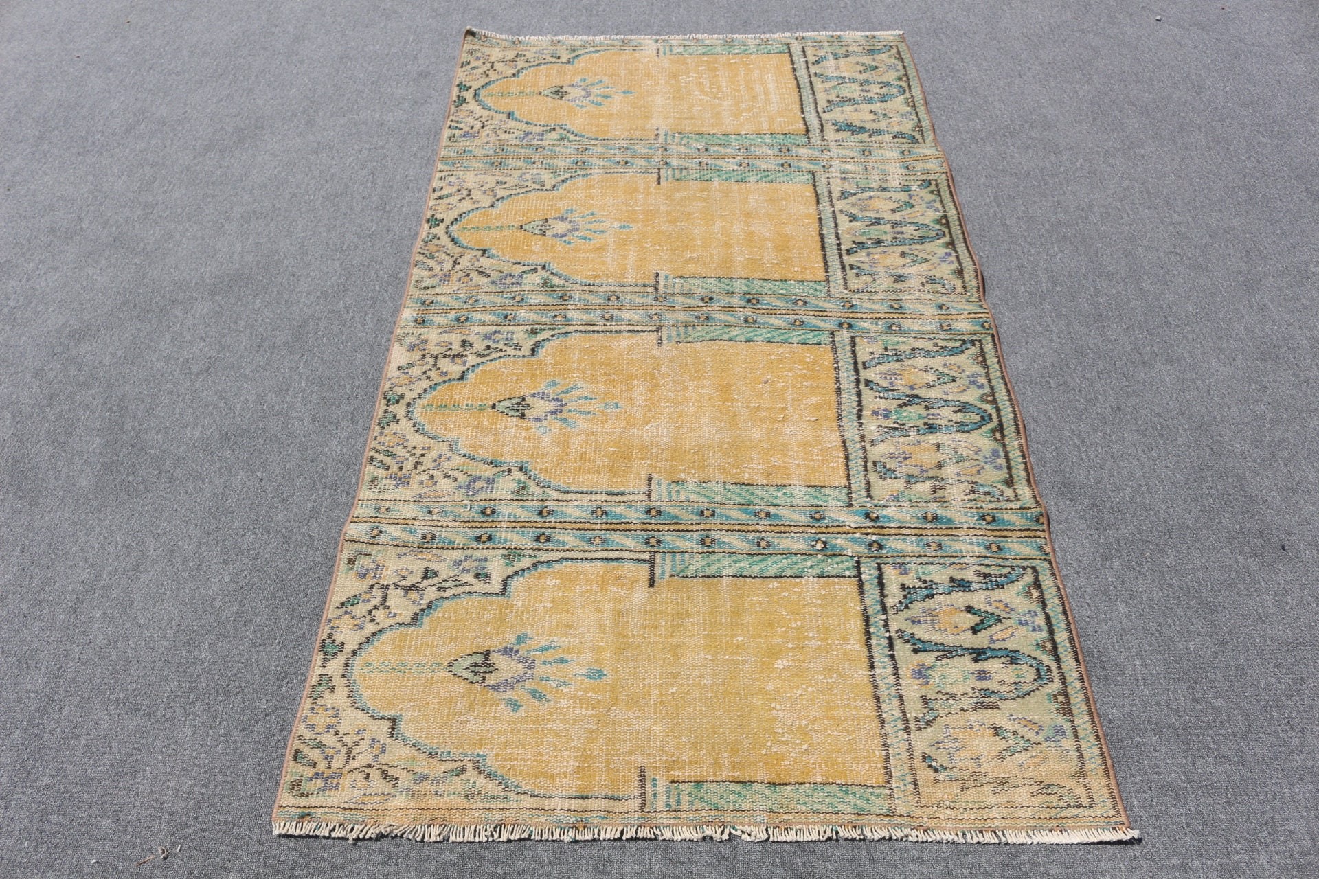Home Decor Rugs, Turkish Rug, 3.5x6.2 ft Accent Rug, Entry Rug, Nomadic Rug, Yellow Cool Rug, Vintage Rug, Moroccan Rugs, Kitchen Rugs