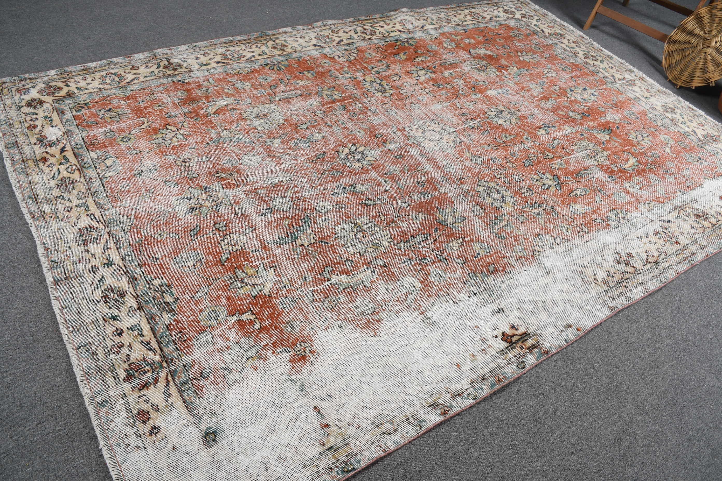 Turkish Rugs, 6.5x9.7 ft Large Rug, Rugs for Dining Room, Dining Room Rug, Salon Rugs, Vintage Rug, Red Floor Rug, Oriental Rugs, Cool Rug