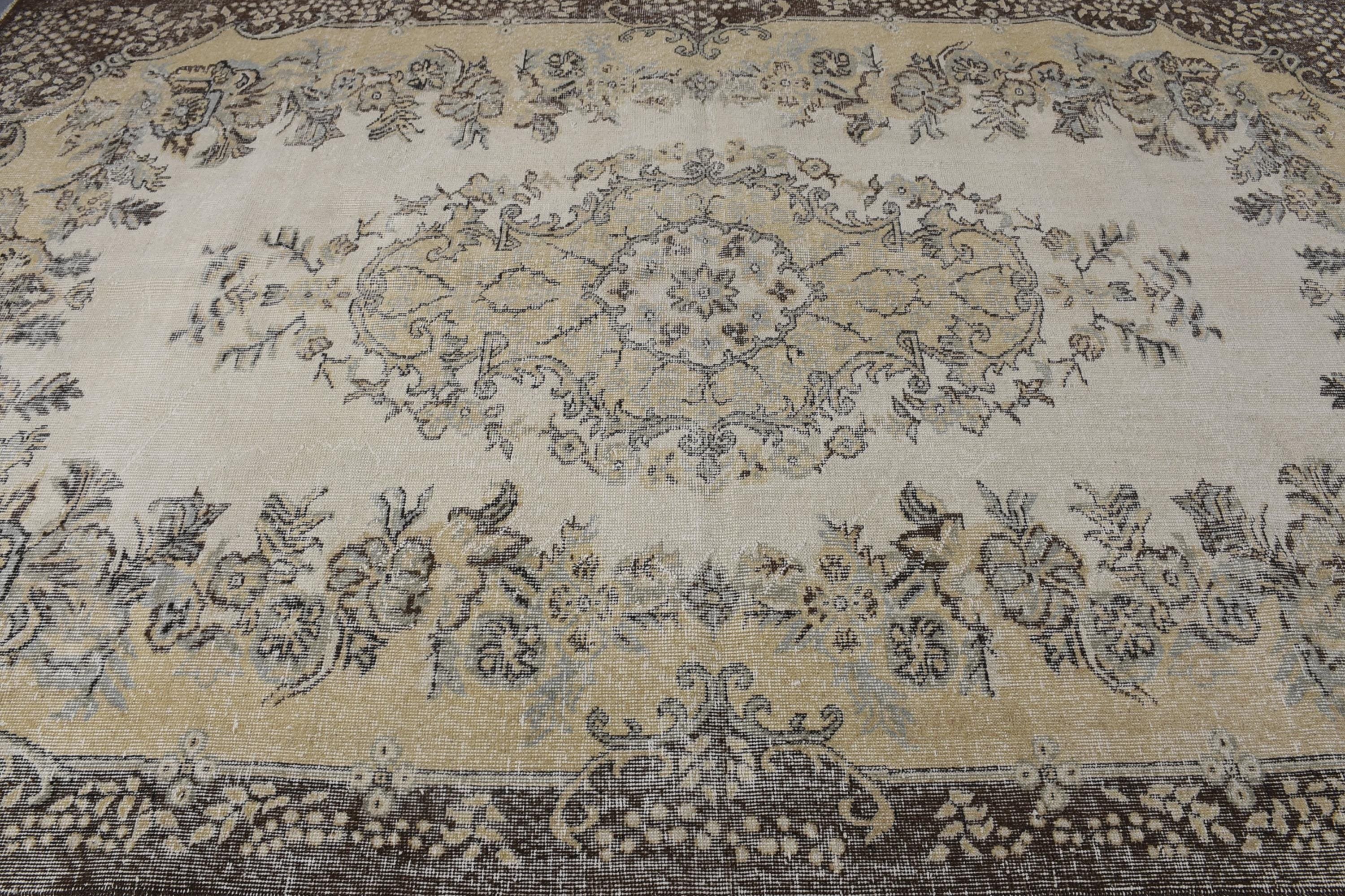 Modern Rug, Handmade Rug, Turkish Rugs, Beige Floor Rugs, Neutral Rugs, Vintage Rug, 6.2x9.7 ft Large Rugs, Dining Room Rugs, Salon Rugs