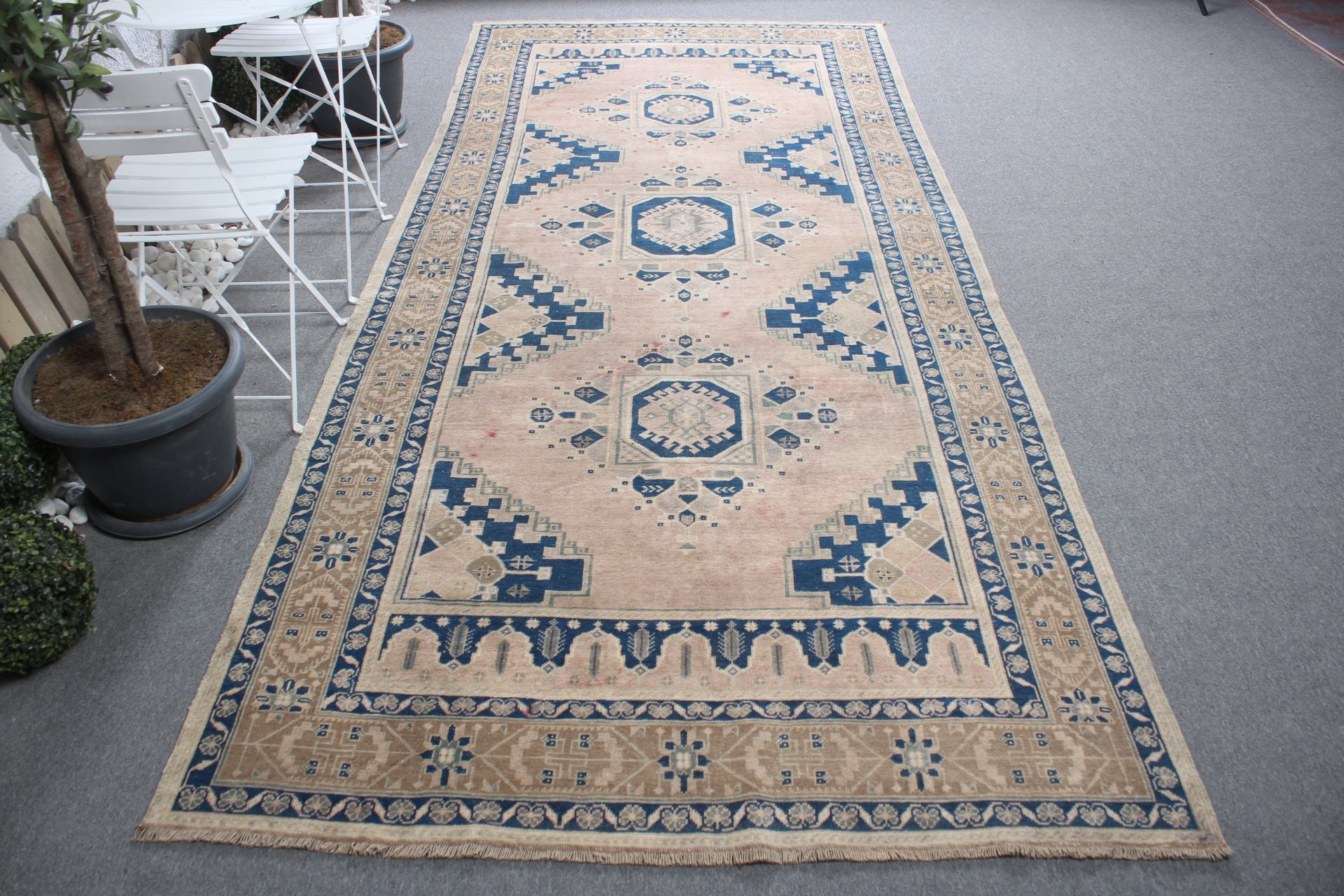 Antique Rug, Home Decor Rug, Vintage Rug, Bedroom Rug, 5.1x11.8 ft Large Rug, Turkish Rug, Salon Rugs, Distressed Rug, Blue Antique Rugs