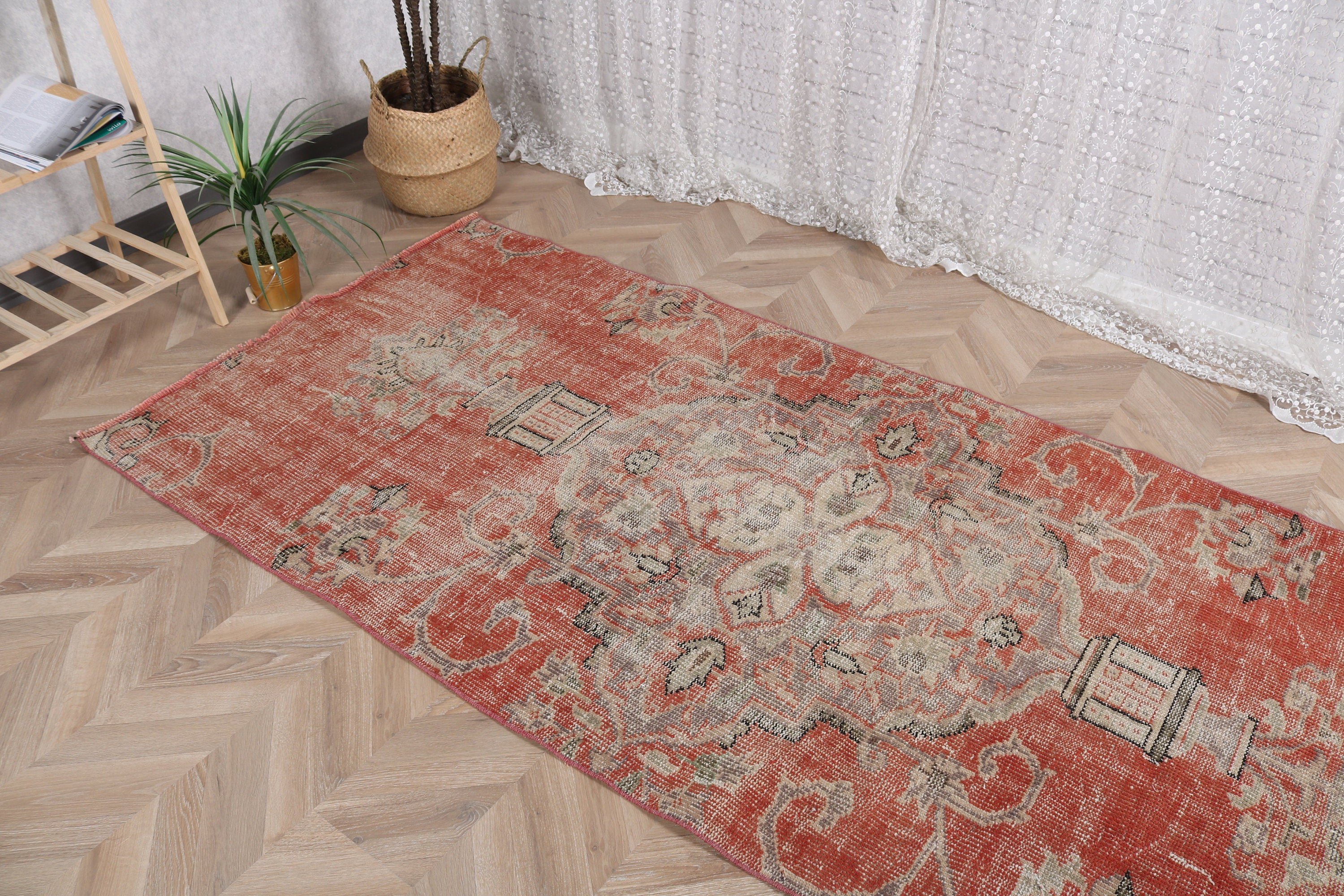 3.7x8.3 ft Area Rug, Boho Area Rugs, Flatweave Rugs, Vintage Rug, Turkish Rug, Red Anatolian Rugs, Nursery Rugs, Modern Rug