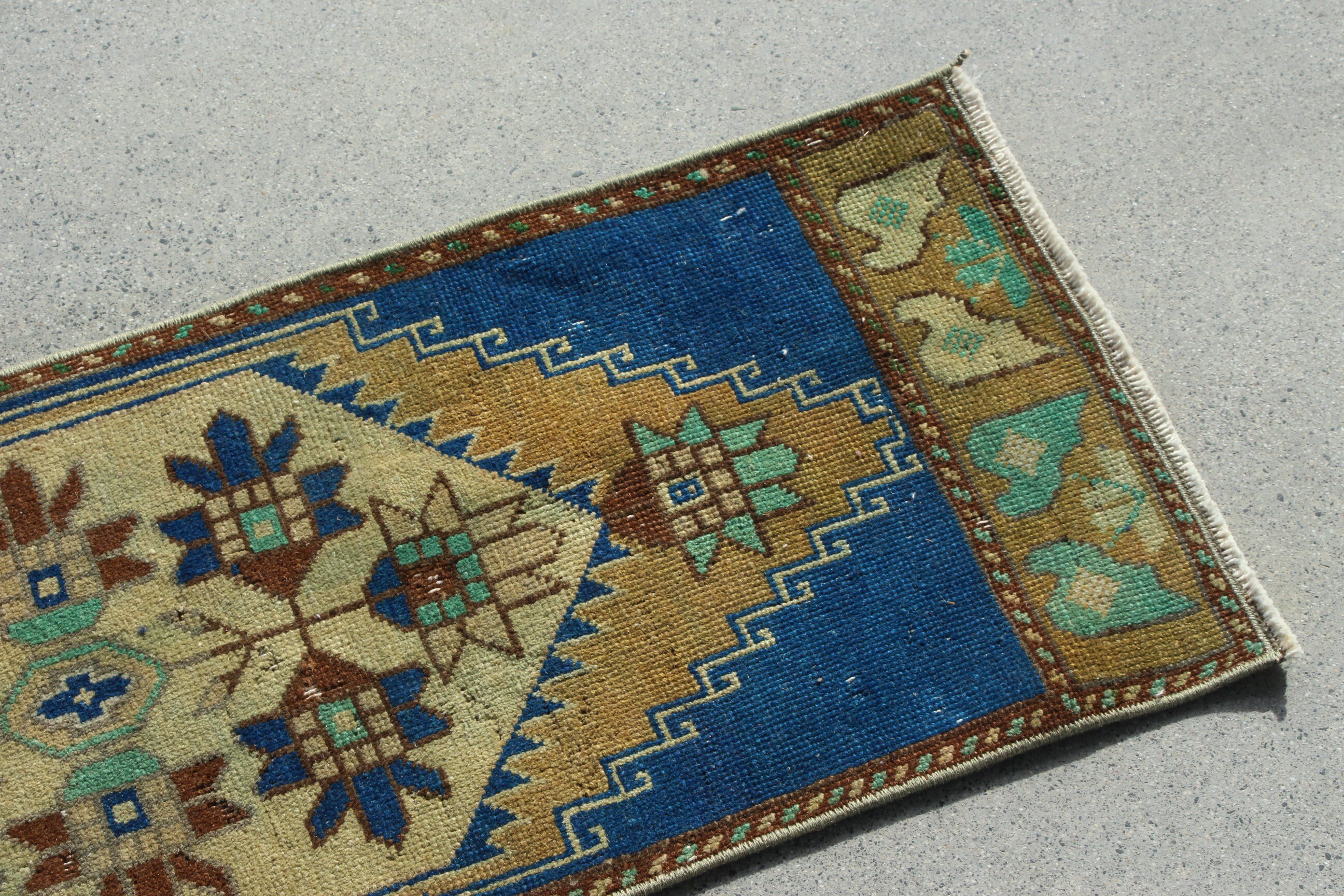 Türk Halısı, Duvara Asılı Halı, Fas Halısı, Boho Halıları, Mavi Fas Halıları, Vintage Halılar, Yatak Odası Halısı, Geometrik Halı, 1.2x3.3 ft Küçük Halı