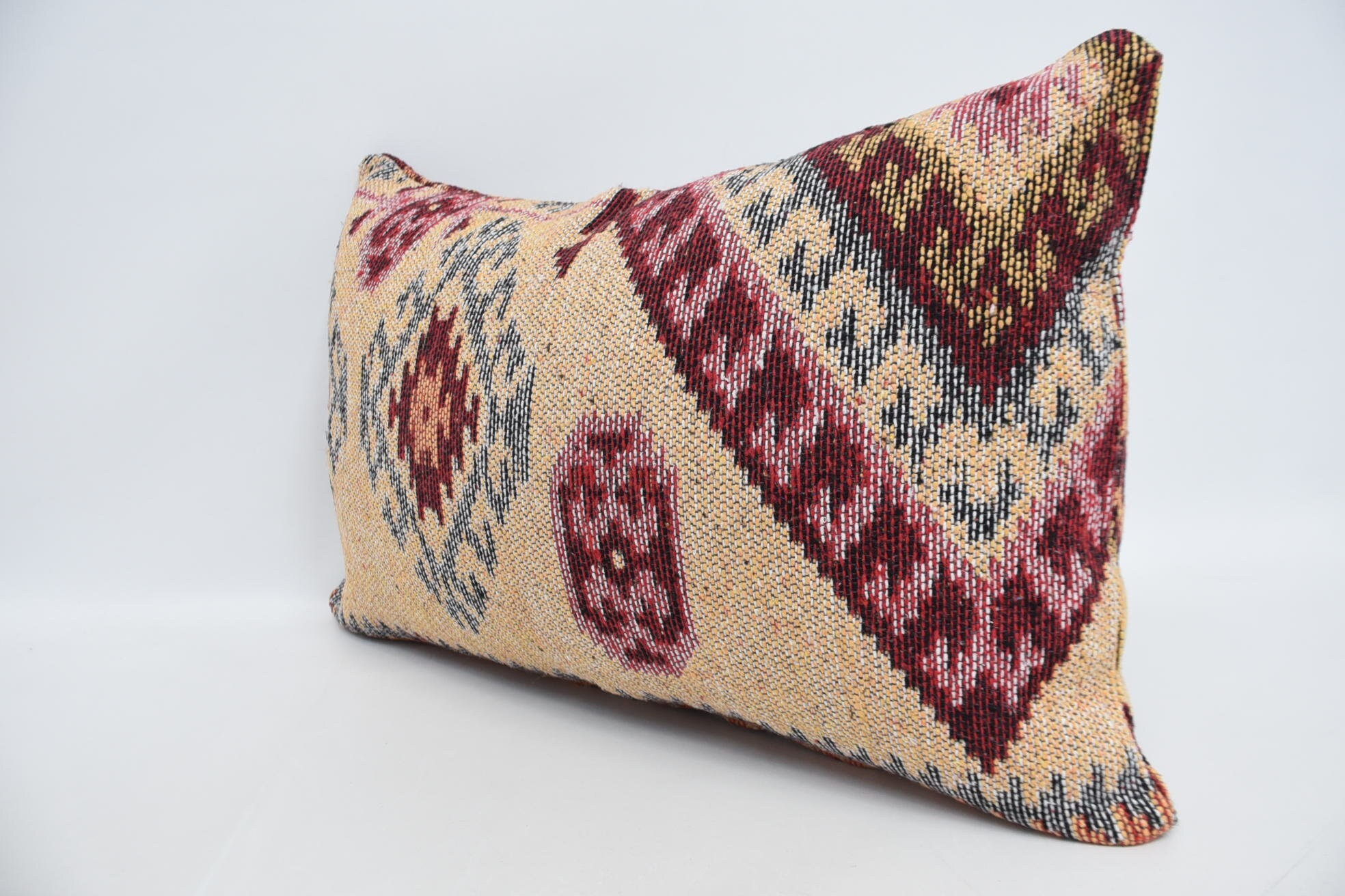 Home Decor Pillow, Designer Throw Pillow Sham, 16"x24" Orange Pillow Case, Kilim Pillow Cover, Boho Pillow Sham Cover