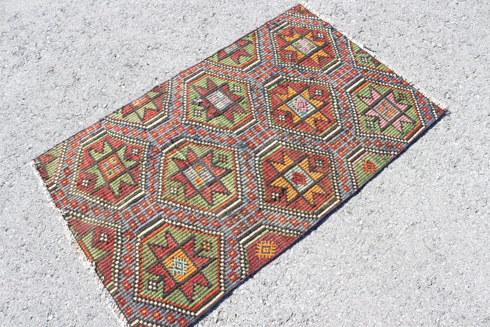 Türk Halısı, 2.7x4.3 ft Küçük Halı, Antika Halılar, Turuncu Oushak Halıları, Kilim, Çocuk Halıları, Mutfak Halısı, Vintage Halı, Ofis Halısı, Banyo Halıları