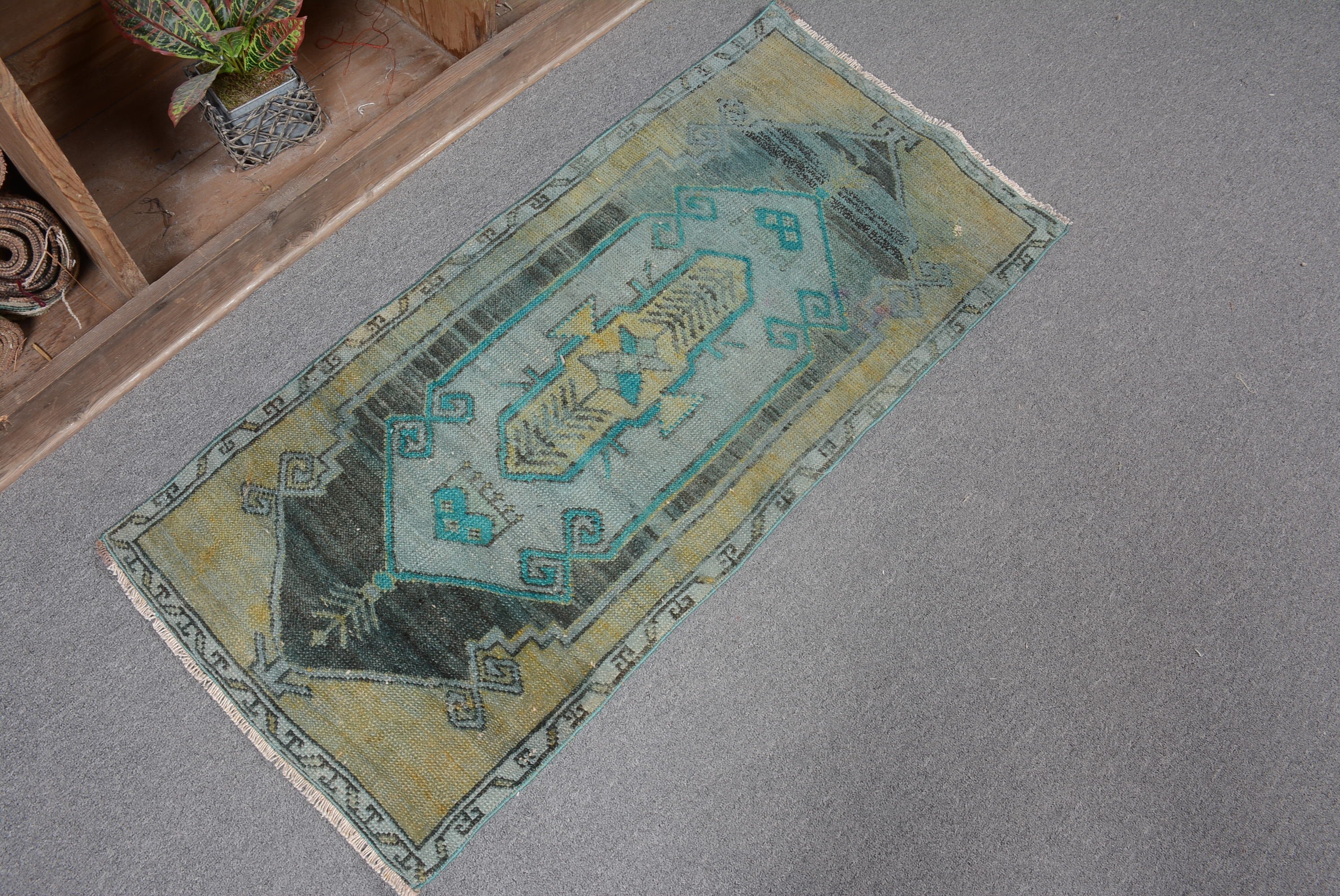 Cool Rug, 1.8x3.8 ft Small Rug, Turkish Rug, Bathroom Rug, Wall Hanging Rug, Floor Rugs, Wedding Rugs, Vintage Rug, Green Moroccan Rugs