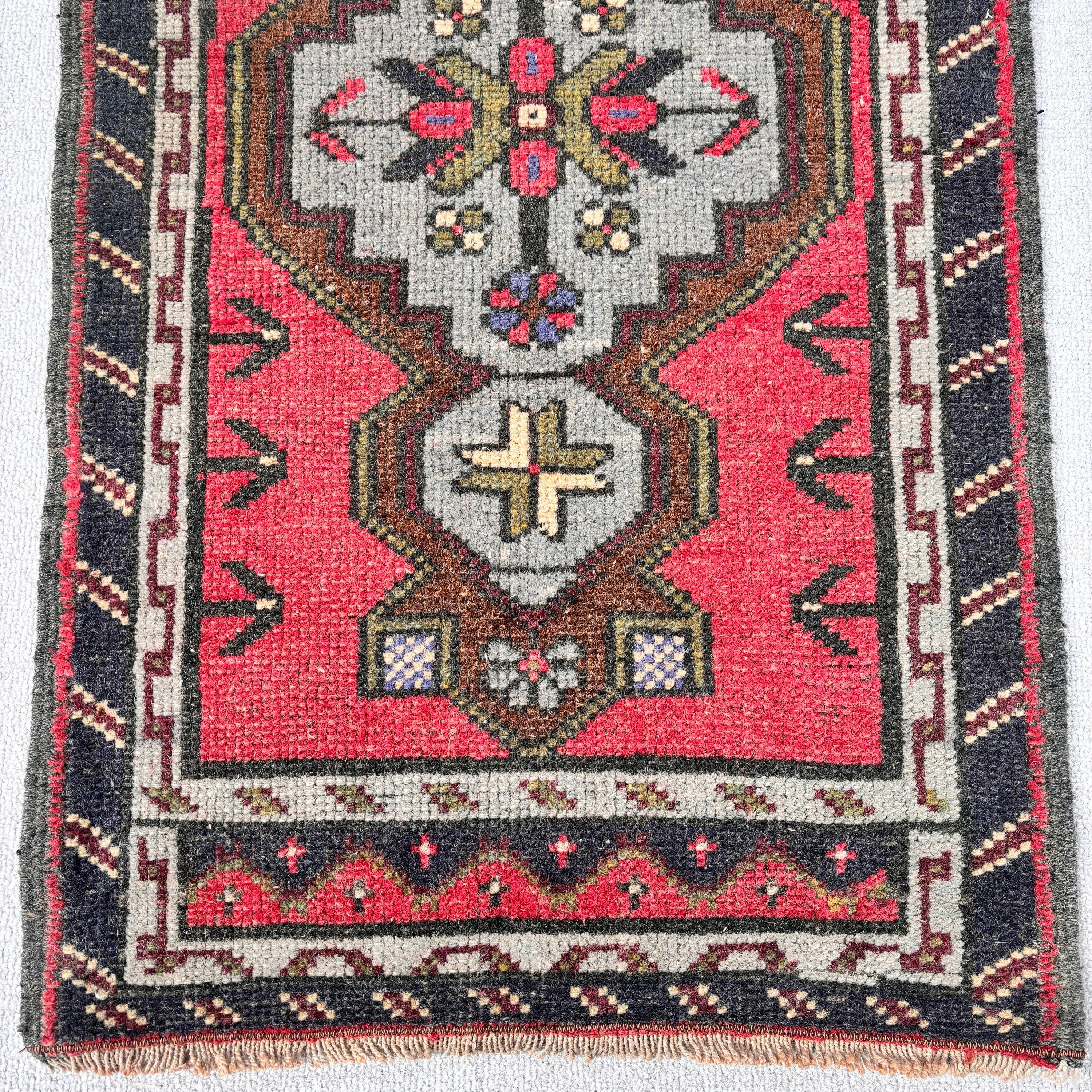 Vintage Rug, Modern Rugs, Red  1.8x3.2 ft Small Rugs, Bathroom Rug, Ethnic Rug, Antique Rugs, Small Area Rug, Turkish Rugs