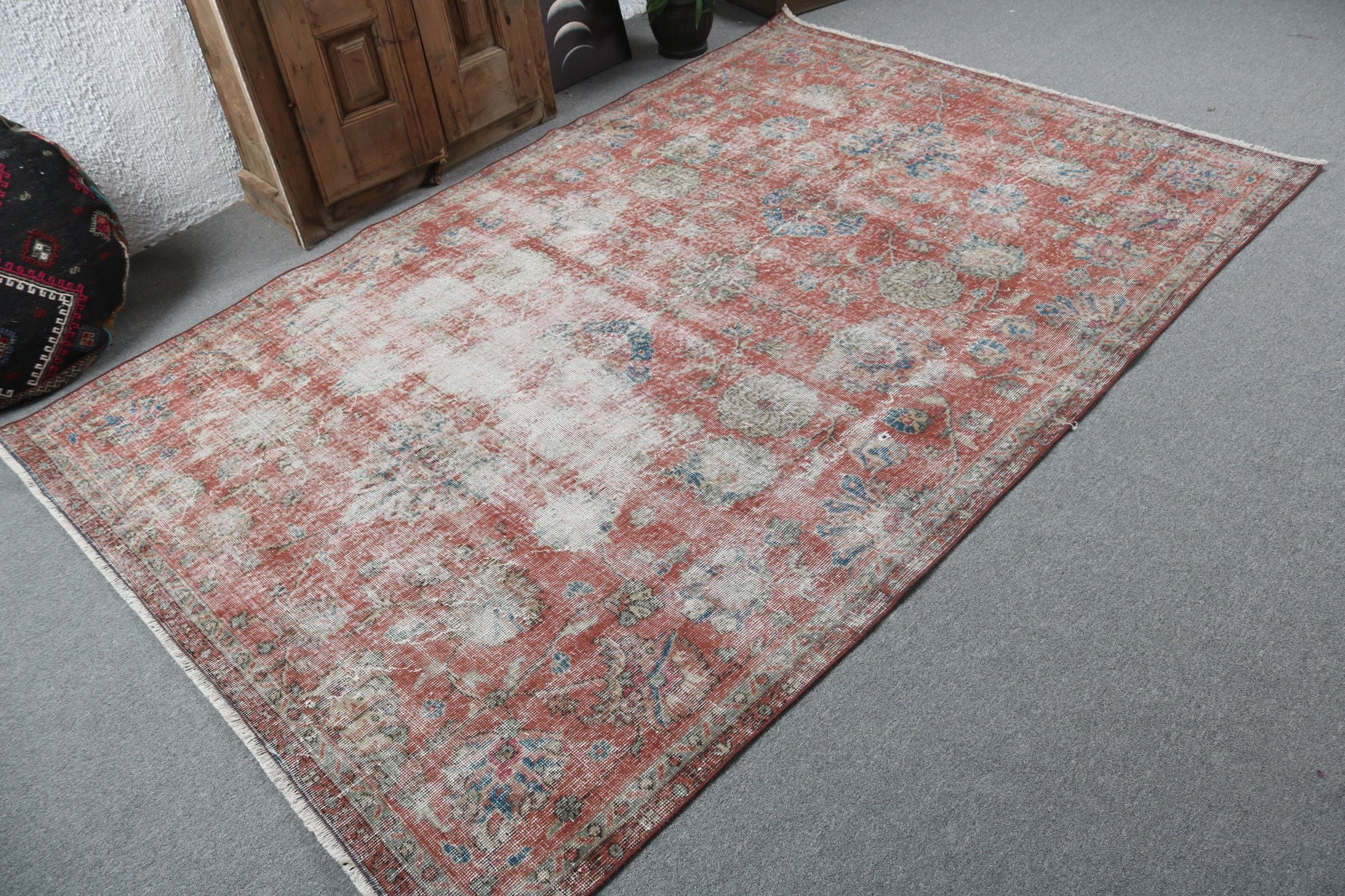 Rugs for Salon, 5.6x8.5 ft Large Rugs, Red Cool Rug, Bedroom Rugs, Cool Rug, Vintage Rugs, Turkish Rugs, Modern Rug, Large Vintage Rugs