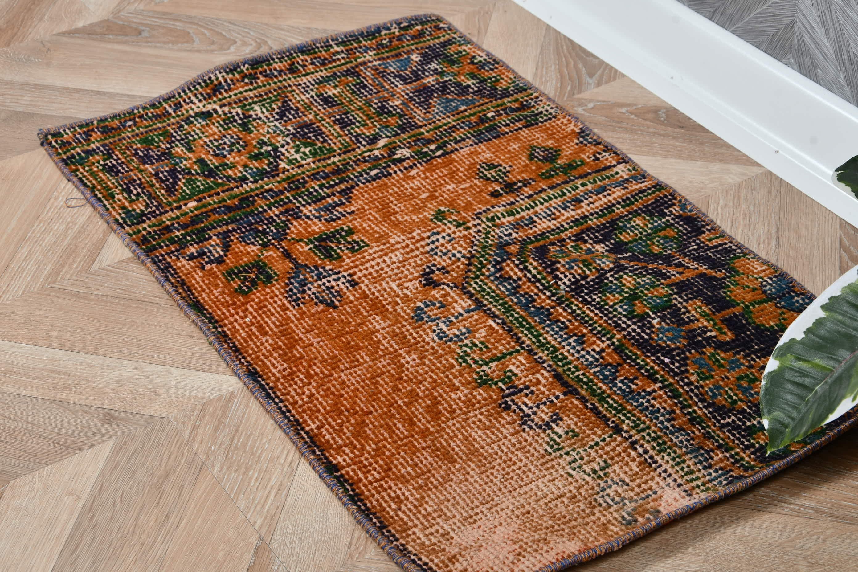 Custom Rug, Turkish Rugs, 1.3x2.3 ft Small Rugs, Nursery Rug, Vintage Rug, Orange Oushak Rug, Floor Rug, Wall Hanging Rugs, Home Decor Rugs