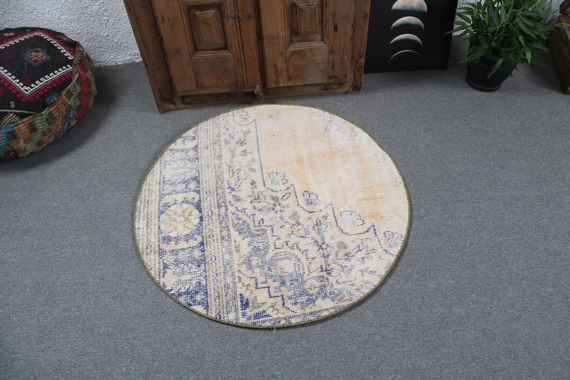 Küçük Alan Halıları, 3.1x3.1 ft Küçük Halılar, Türk Halısı, Vintage Halılar, Ofis Halıları, Sarı Antika Halı, Banyo Halıları, Yatak Odası Halıları, Modern Halı