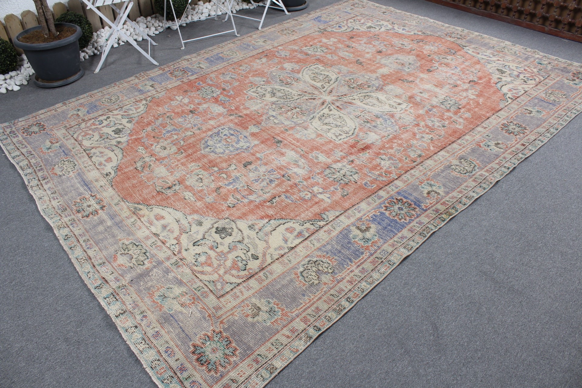 Dining Room Rugs, Kitchen Rugs, Turkish Rugs, 7.3x10.8 ft Oversize Rug, Red Wool Rugs, Vintage Rug, Art Rug, Living Room Rug